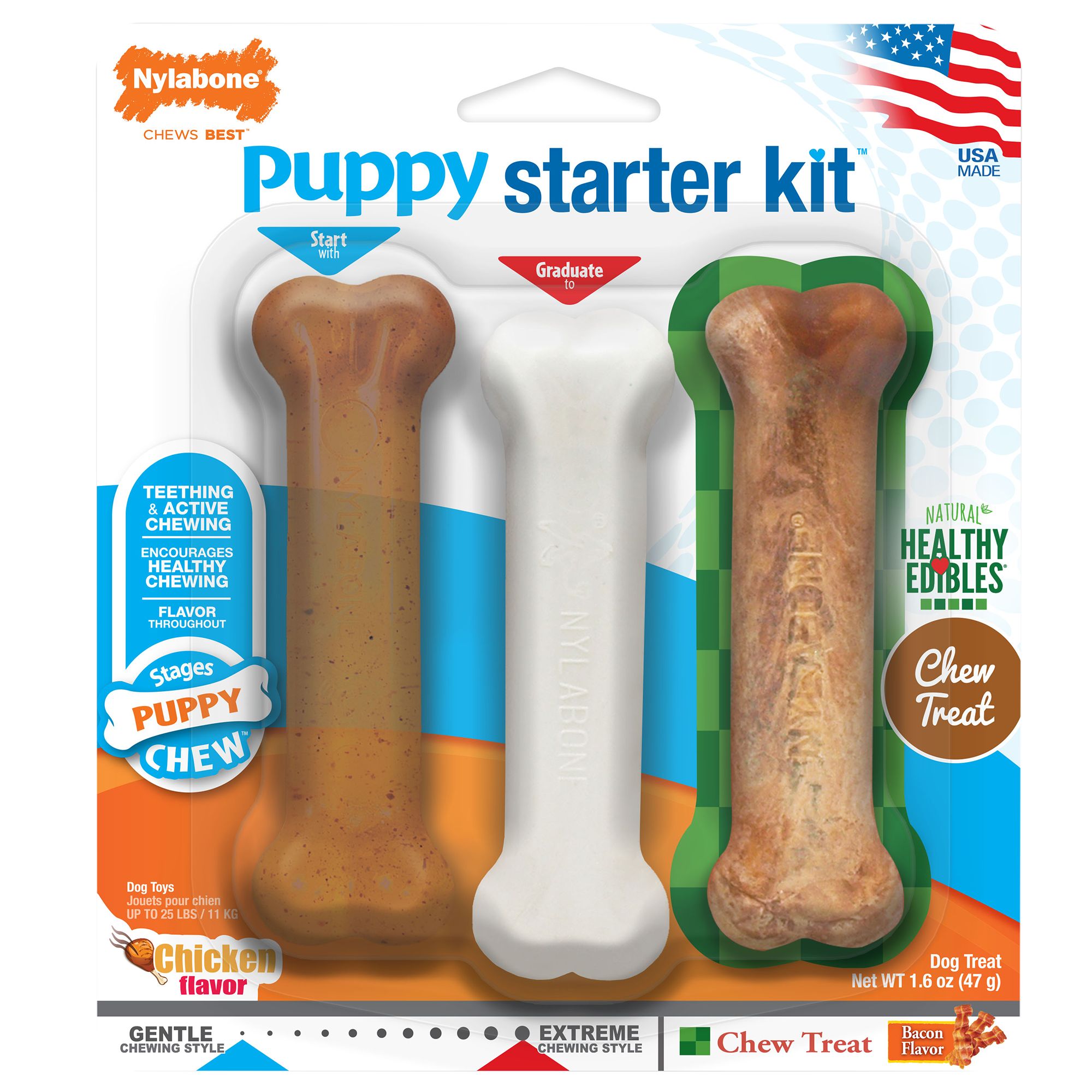 Nylabone Puppy Starter Kit Chew Dog Toys - 3 Pack size: | PetSmart