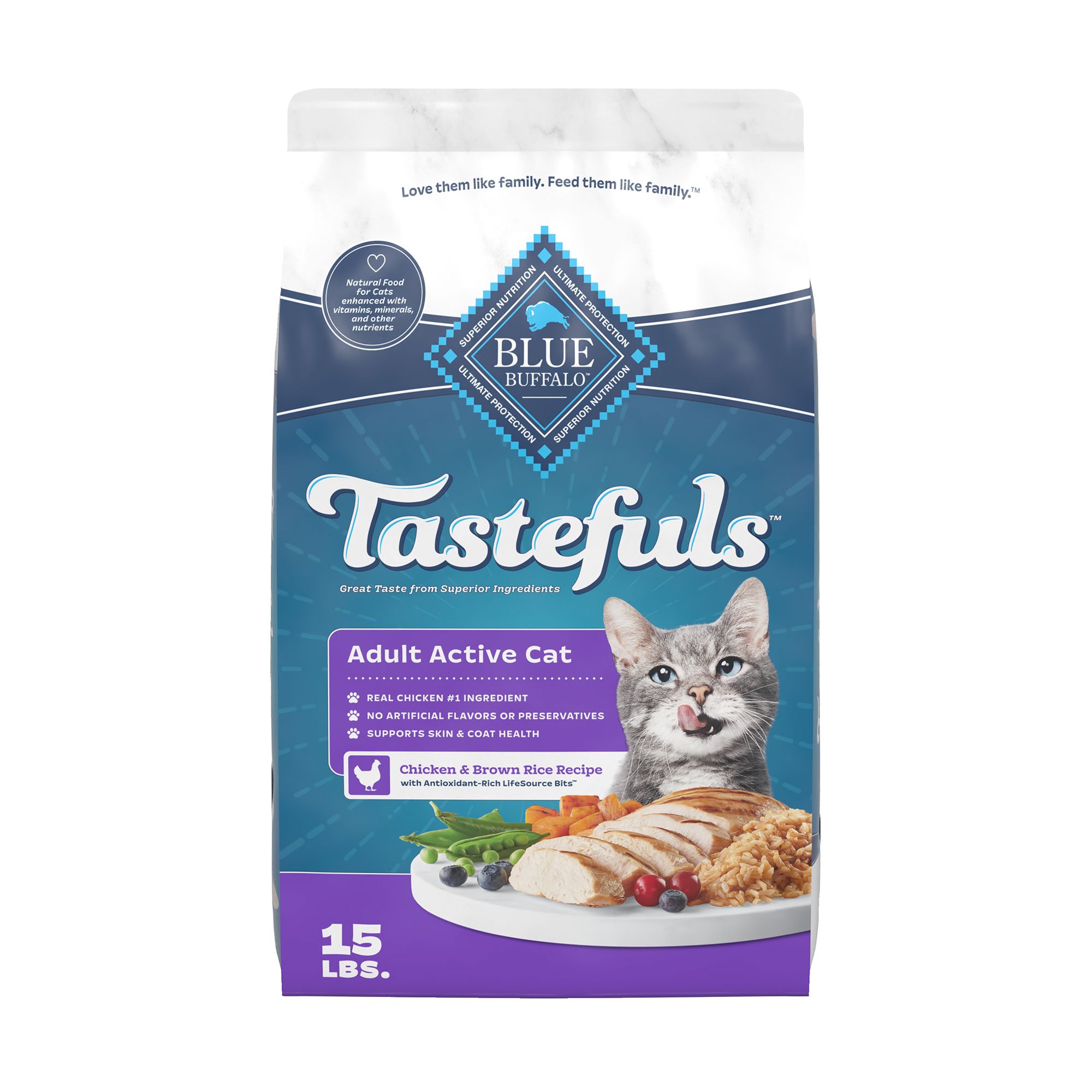 Blue Buffalo Tastefuls; Adult Dry Cat Food - Natural, Chicken, Size: 15 lb | PetSmart