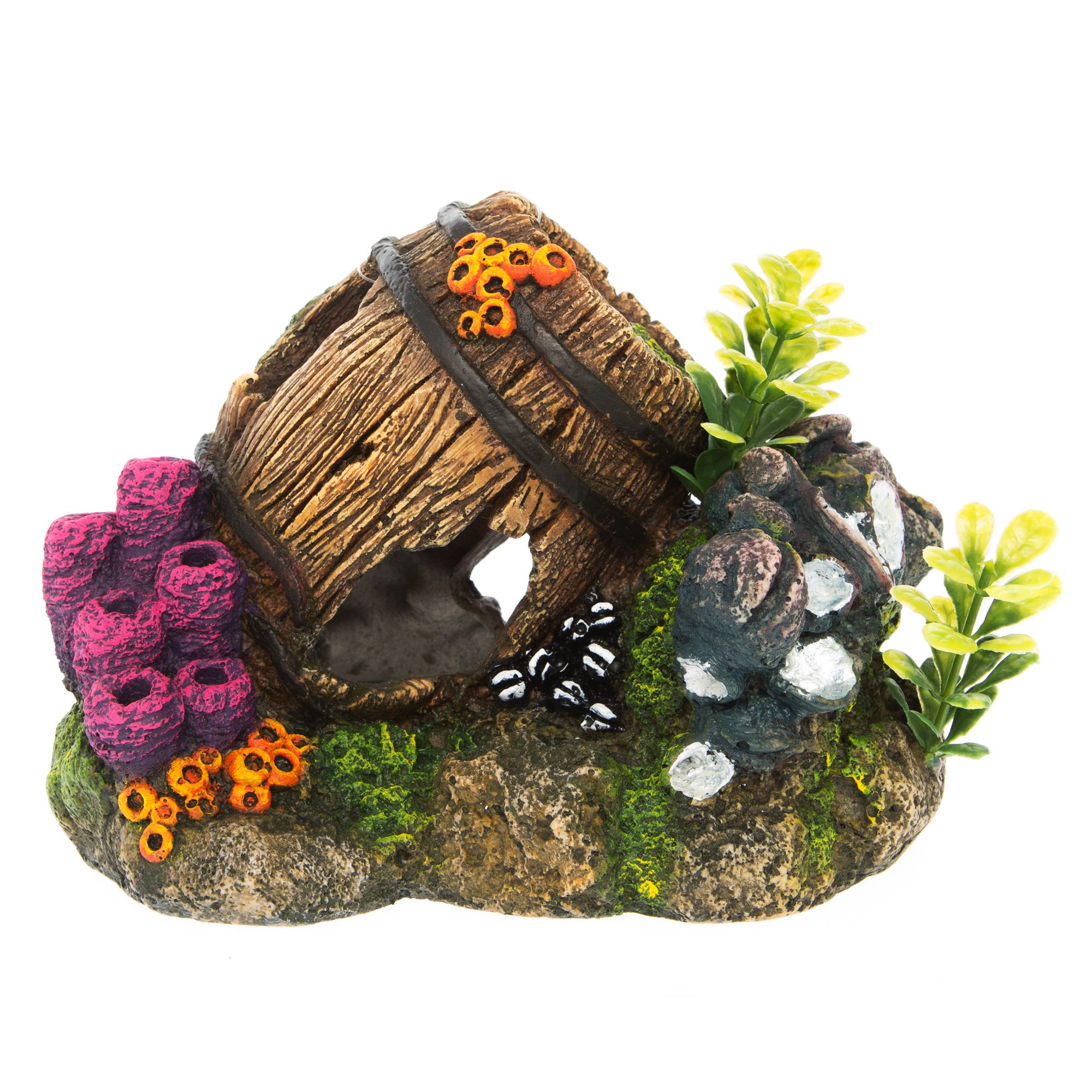 Top Fin Barnacle Barrel Aquarium Tank Ornament | Resin PetSmart
