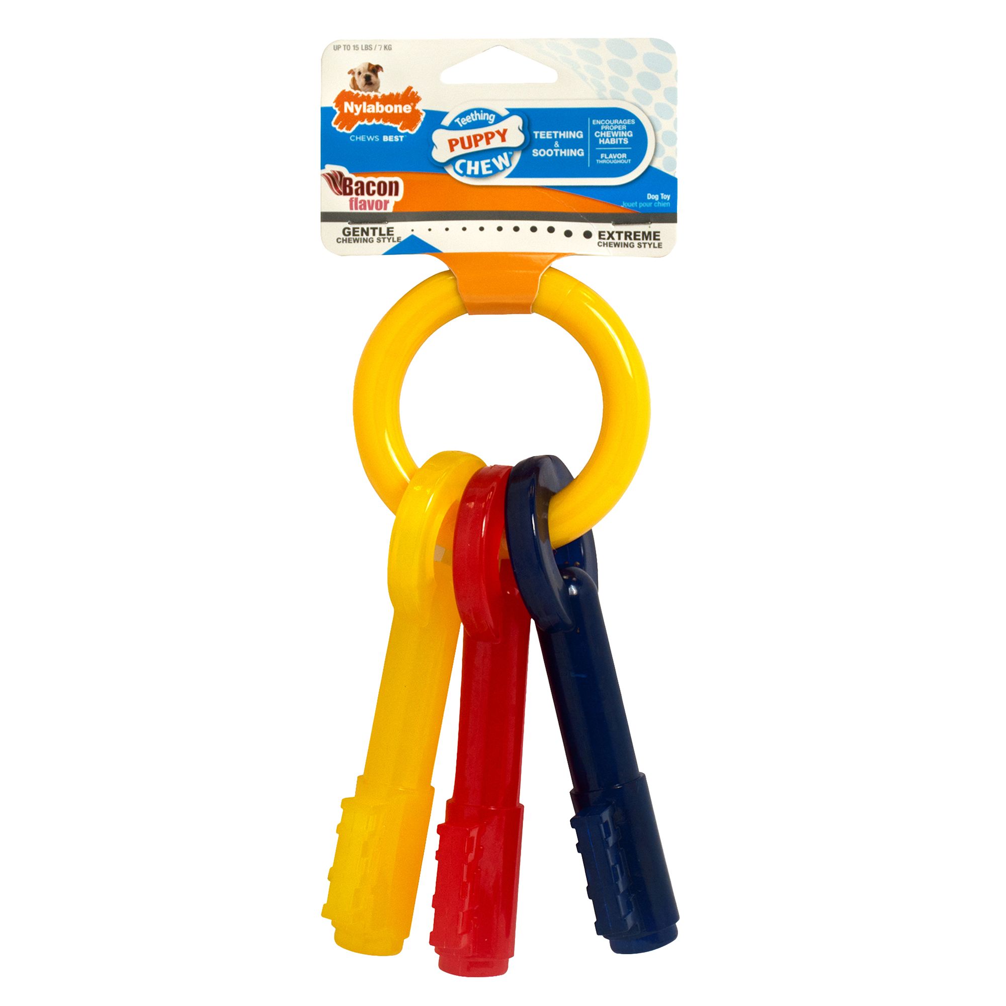 Nylabone Puppy Teething Keys Chew Dog Toy in Yellow, Size: XS | PetSmart