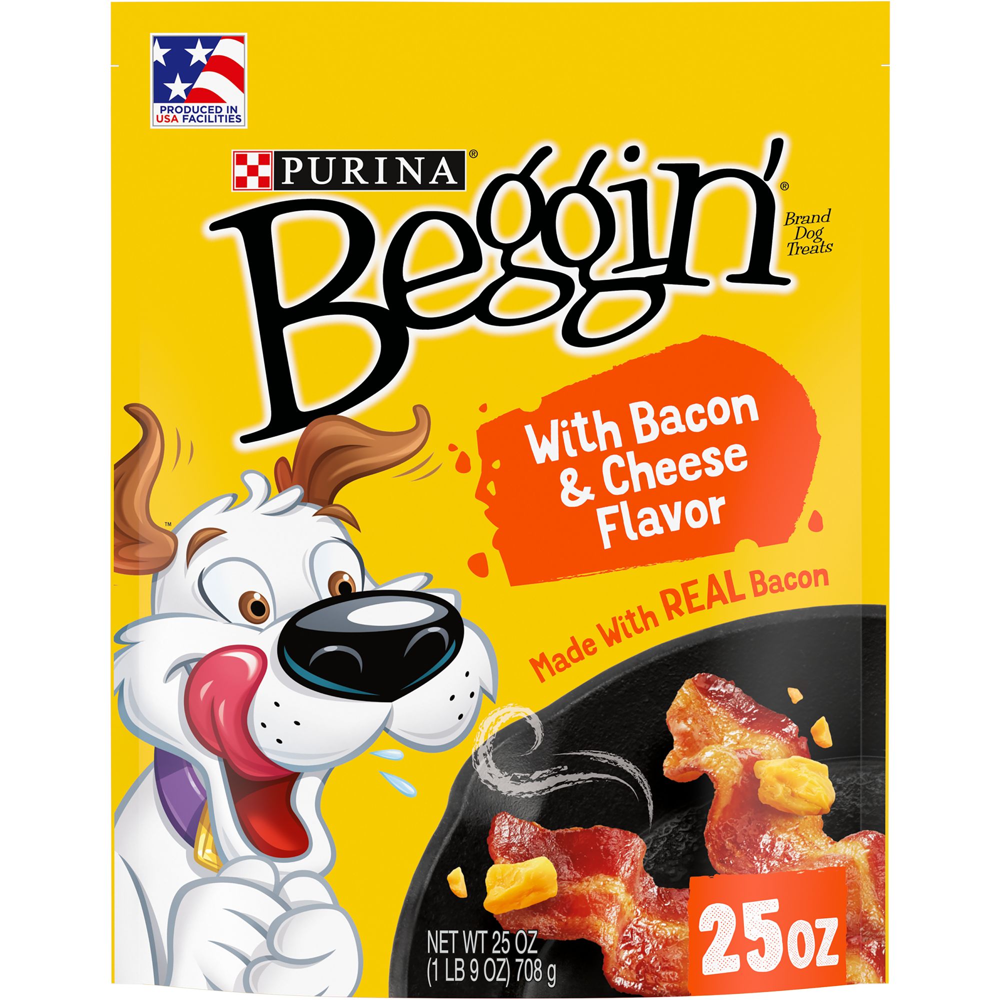 Purina Beggin' Strips Adult Dog Dry Food - Bacon, Real Meat, No Artificial Flavors or Colors, Size: 25 oz, Flavor: Cheese | PetSmart Yellow