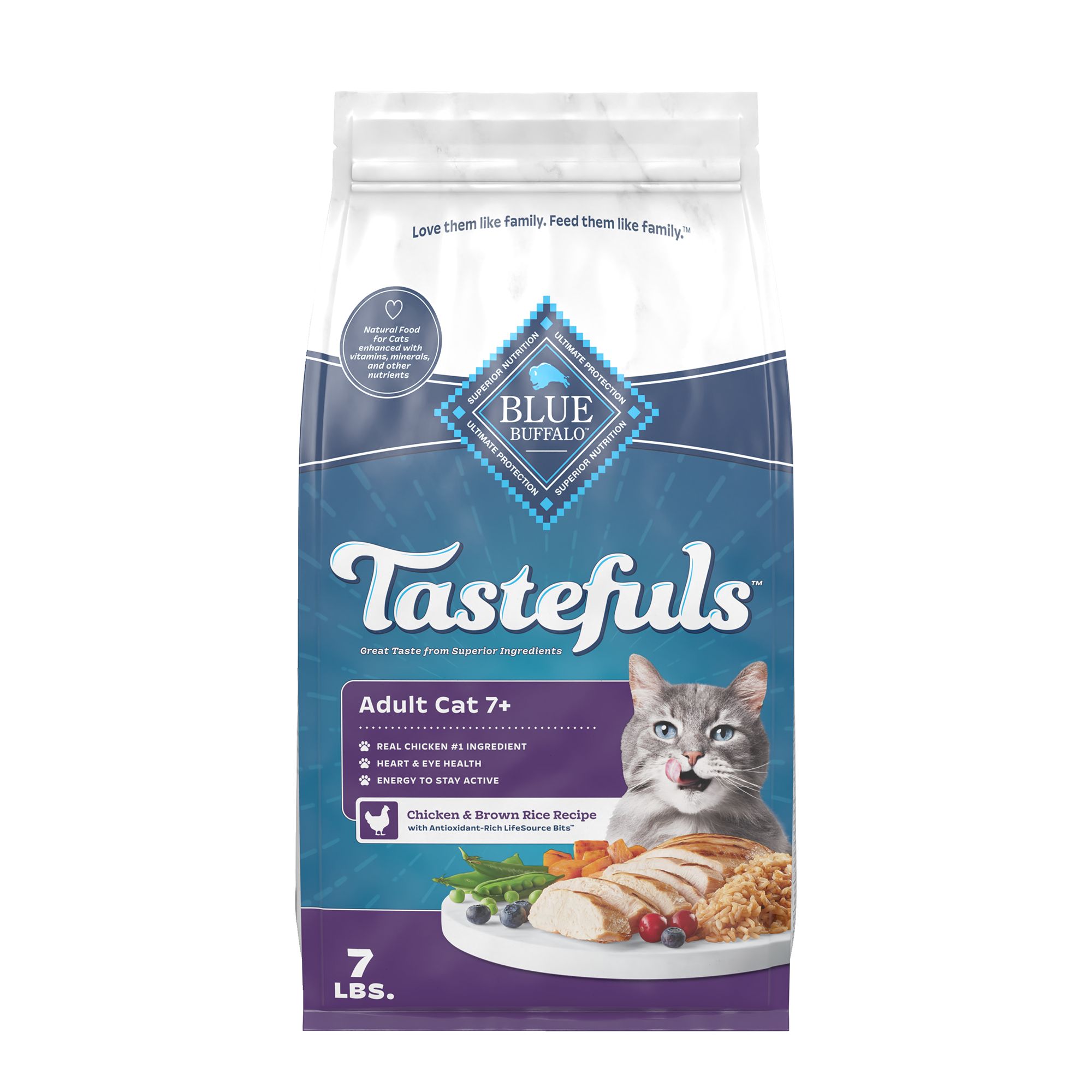 Blue Buffalo Tastefuls; Senior Dry Cat Food - Natural, Chicken, Size: 7 lb | PetSmart