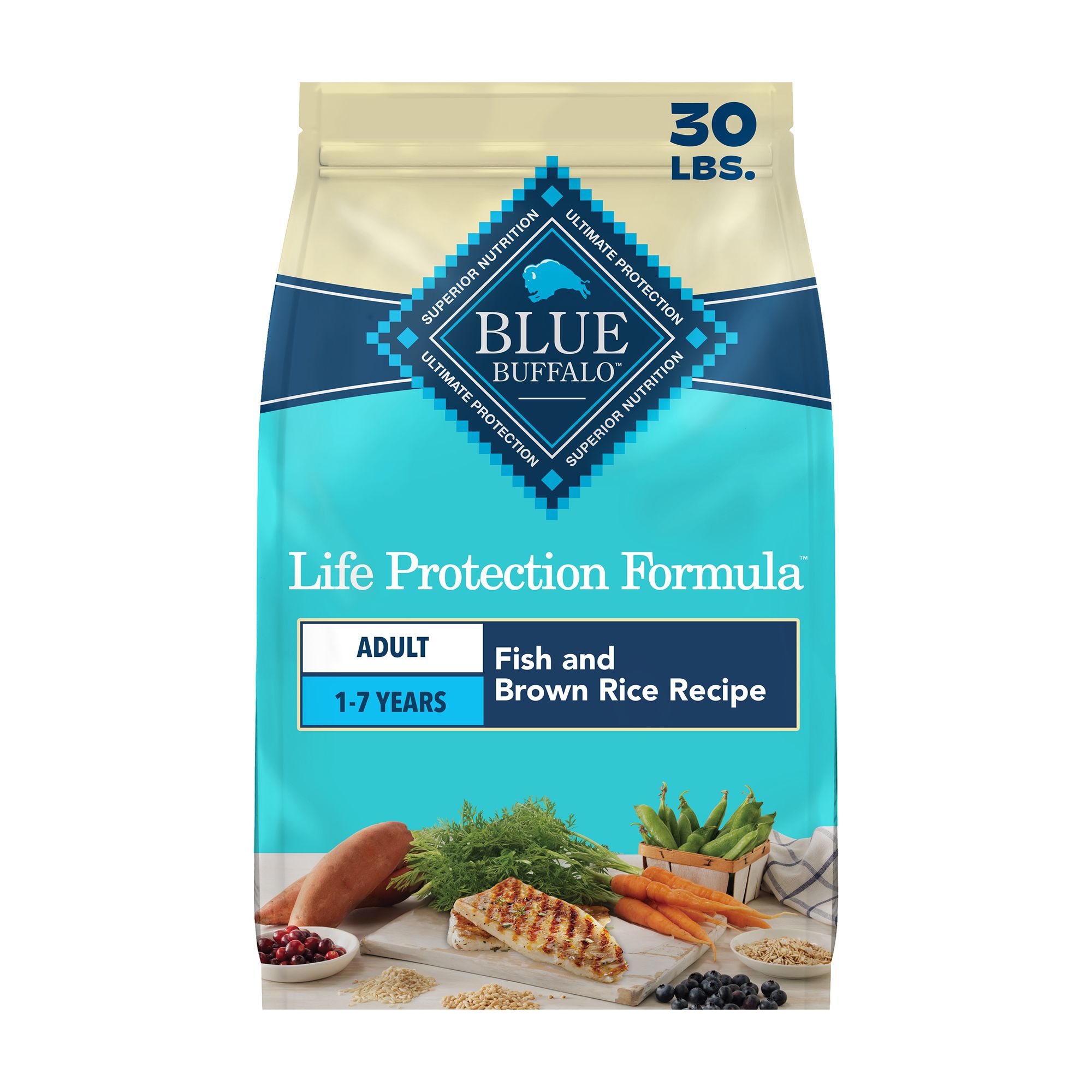 Blue Buffalo Life Protection Formula; Adult Dry Dog Food - Fish and Brown Rice, Size: 30 lb | PetSmart