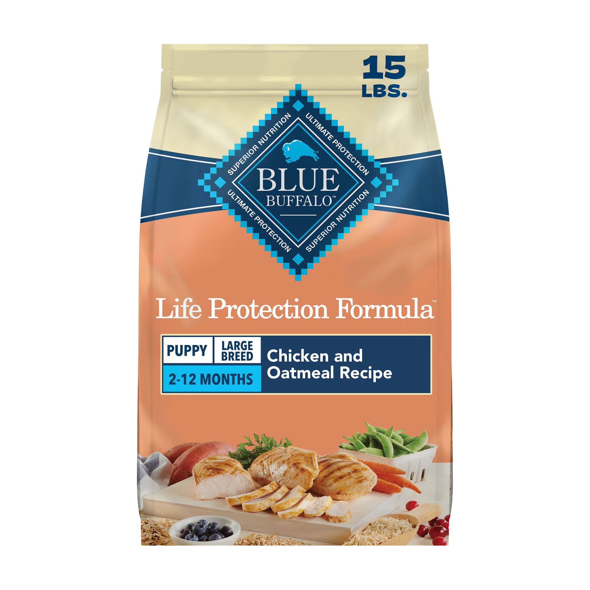 Blue Buffalo Life Protection Formula; Large Breed Puppy Dry Dog Food - Chicken and Brown Rice, Size: 15 lb | PetSmart