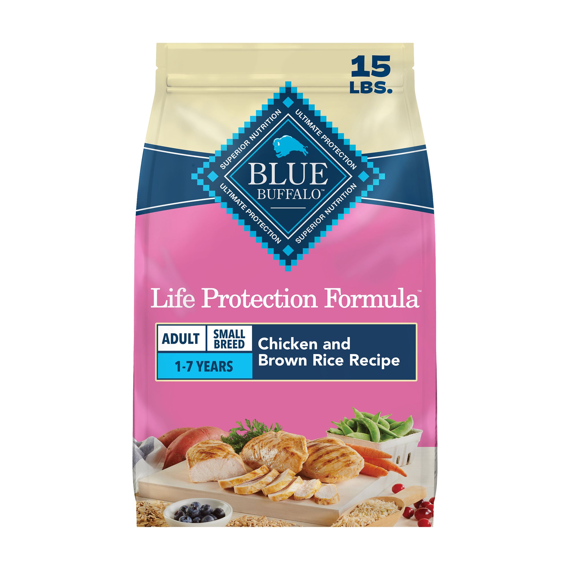 Blue Buffalo Life Protection Formula; Small Breed Adult Dry Dog Food - Chicken and Brown Rice, Size: 15 lb | PetSmart