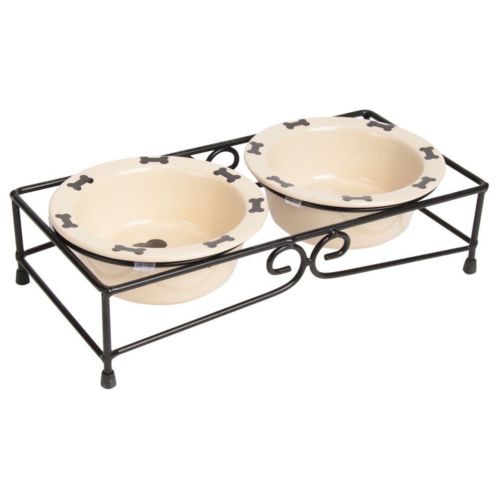 Top Paw Reg Woof Double Diner Dog Bowl Size 13 6 Fl Oz