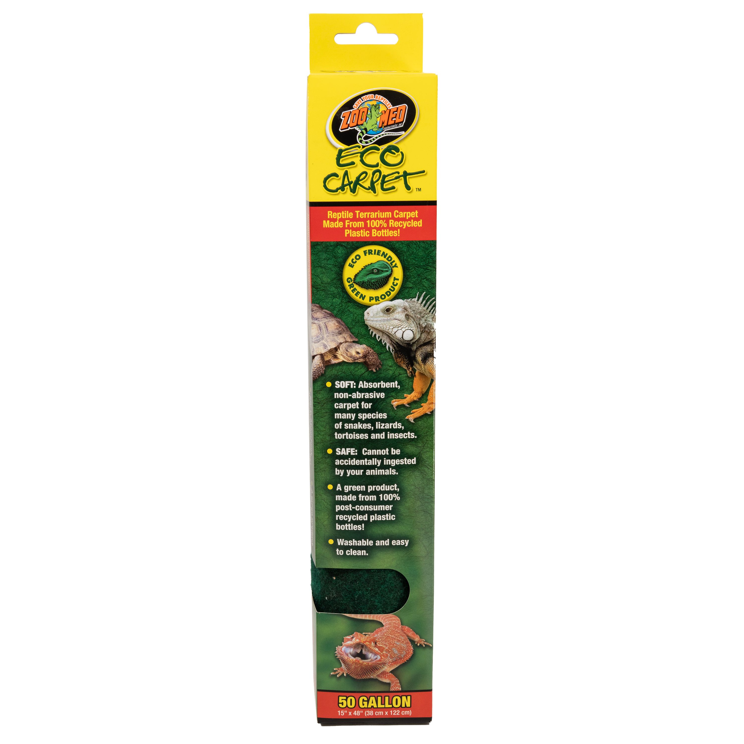 Zoo Med Eco Carpet Reptile Terrarium Carpet - Reptile Terrarium Liner - 15 x 48 in (15"L x 48"W)