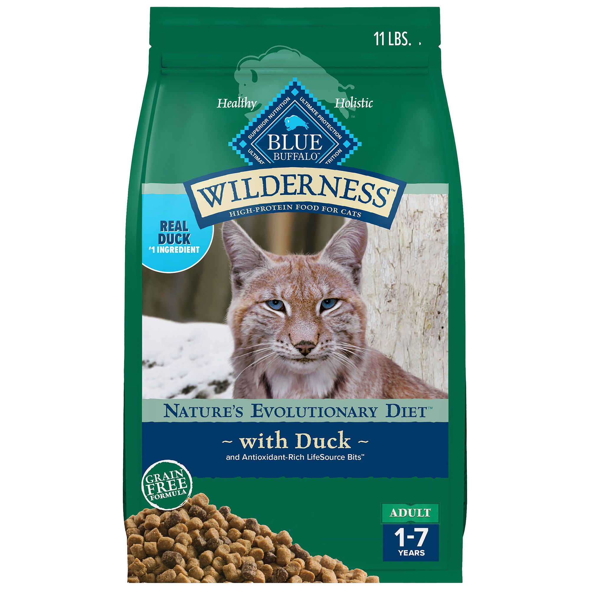 Blue Buffalo Wilderness; Adult Dry Cat Food - Grain Free, Duck, Size: 11 lb | PetSmart