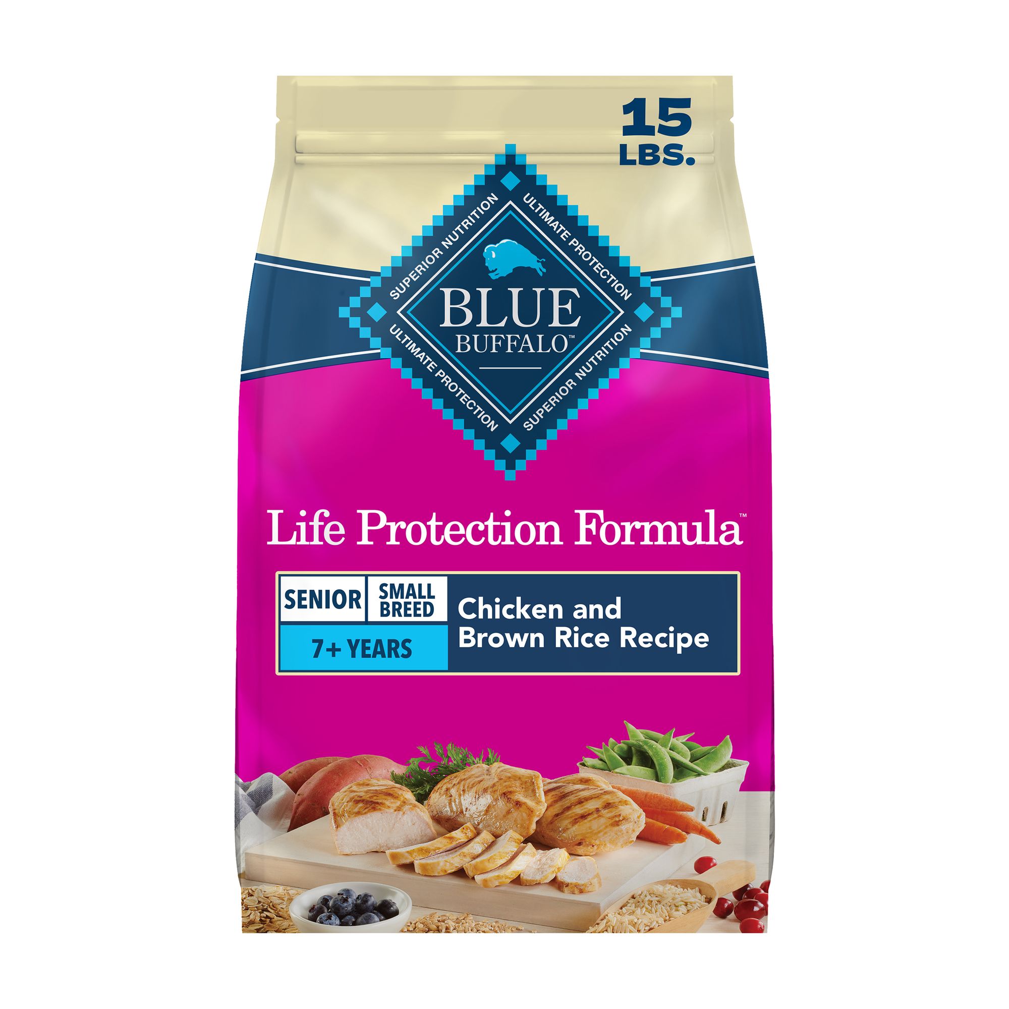 Blue Buffalo Life Protection Formula; Small Breed Senior 7+ Dry Dog Food - Chicken and Brown Ri, Size: 15 lb | PetSmart