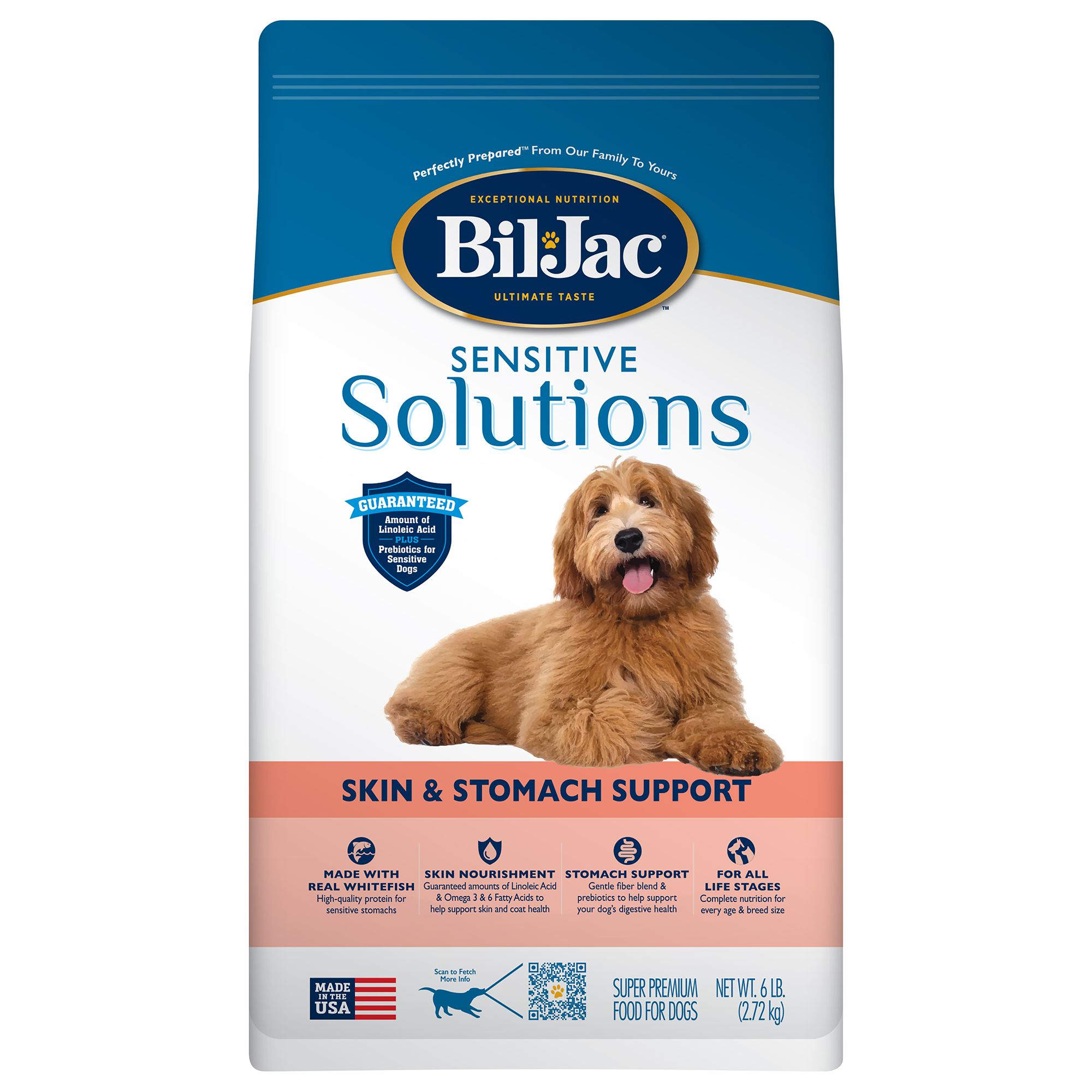Bil-Jac Sensitive Solutions Adult Dog Food size: 6 Lb, Chicken & Whitefish, Kibble, Puppy to Senior