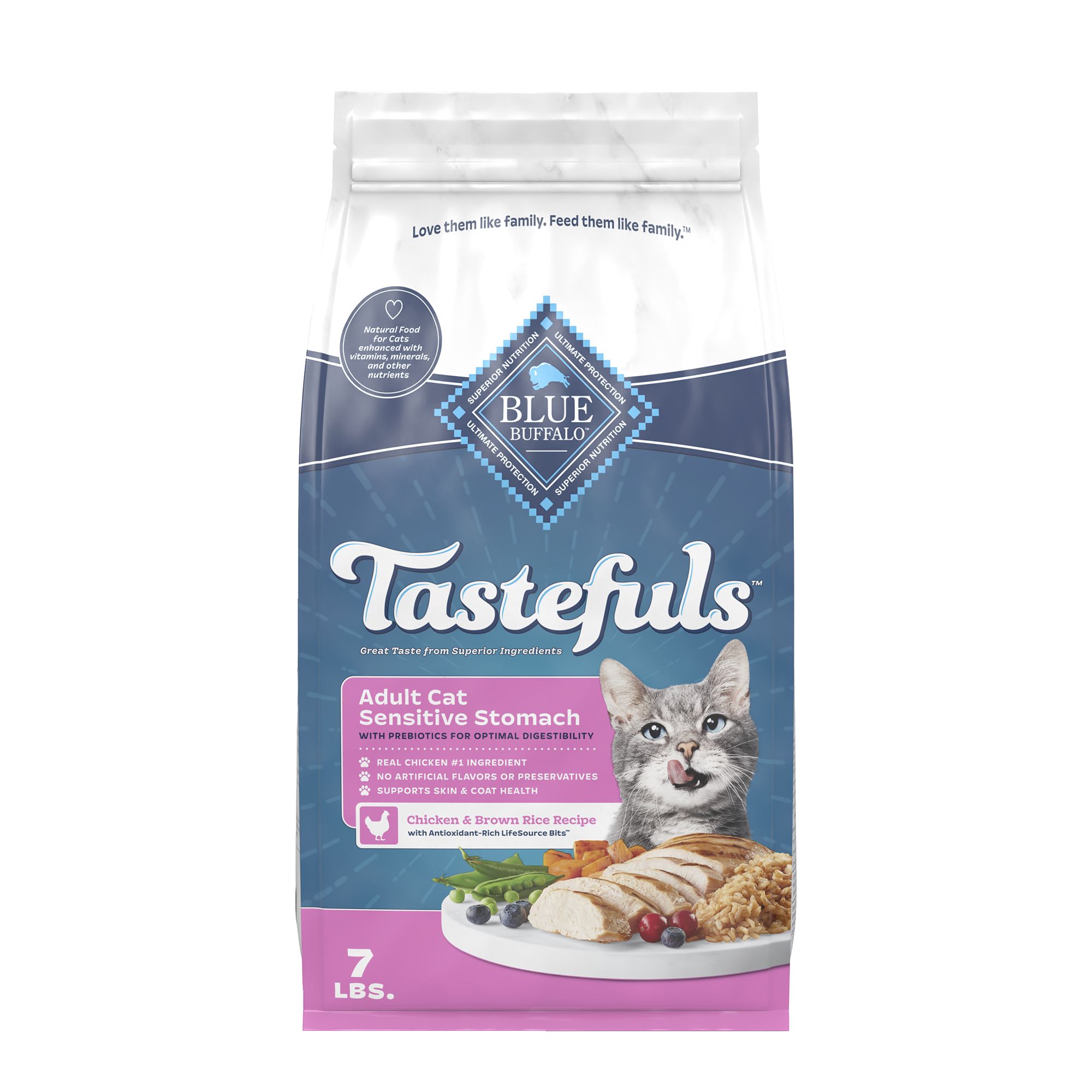 Blue Buffalo Tastefuls; Sensitive Stomach Adult Dry Cat Food - Natural, Chicken, Size: 7 lb | PetSmart