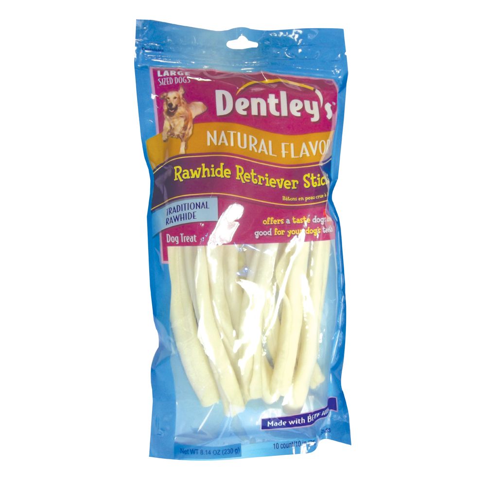 Dentley's Rawhide Retriever Sticks Dog Treats size 10 Count Shop
