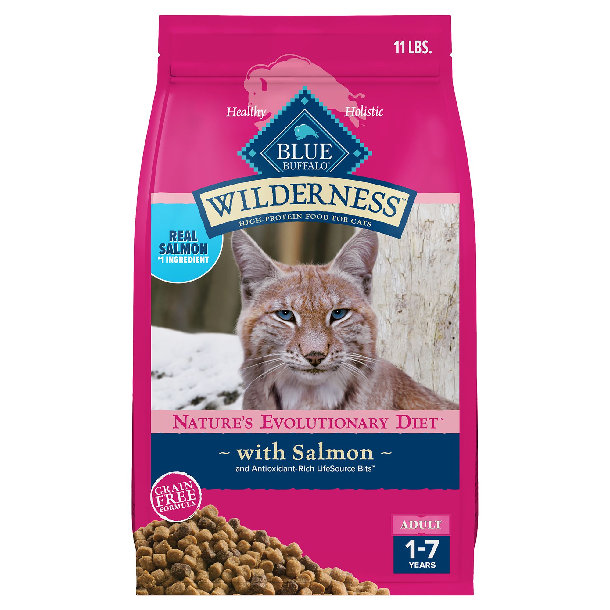 Blue Buffalo Wilderness; Adult Dry Cat Food - Grain Free, Salmon, Size: 11 lb | PetSmart