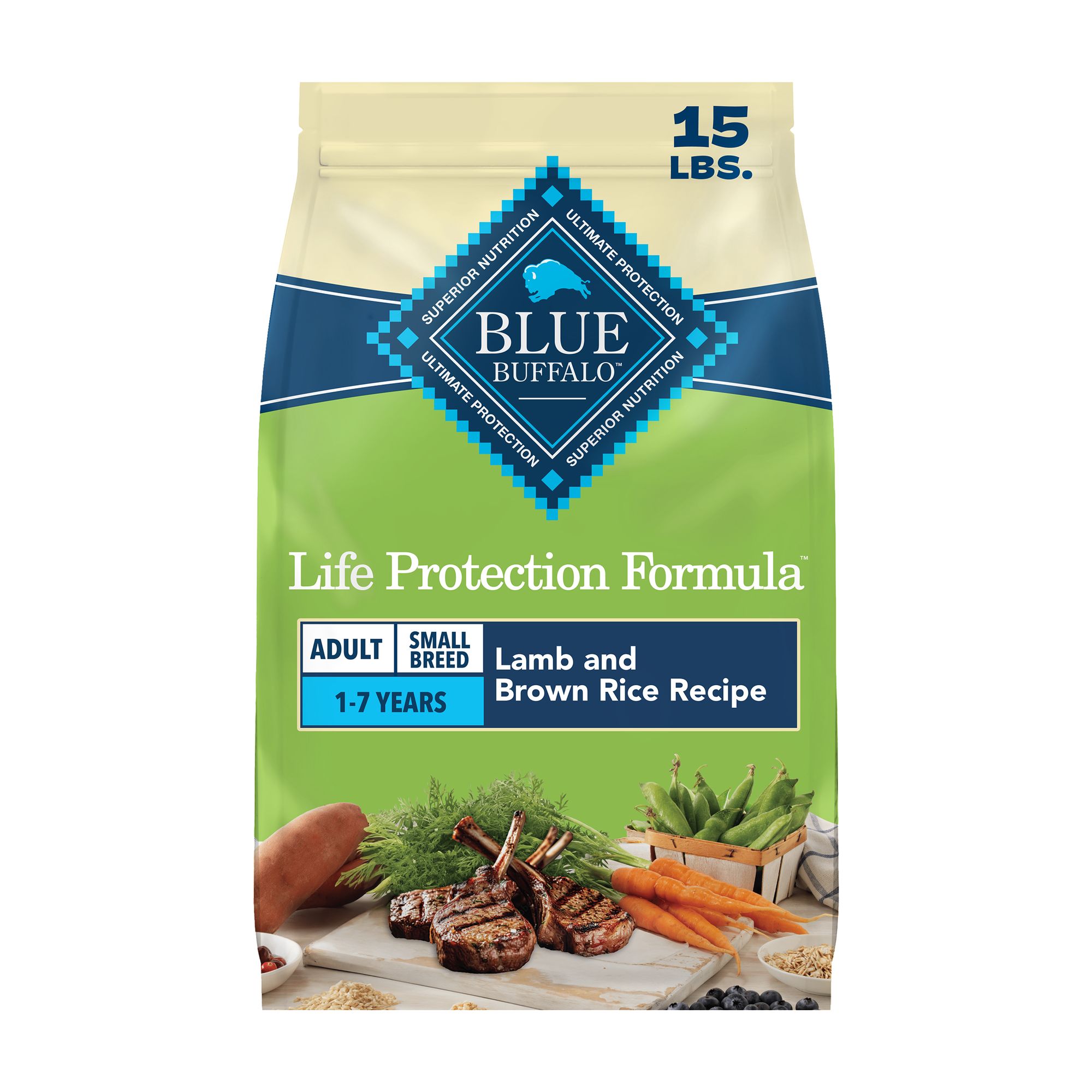 Blue Buffalo Life Protection Formula; Small Breed Adult Dry Dog Food - Natural, Lamb, Size: 15 lb | PetSmart
