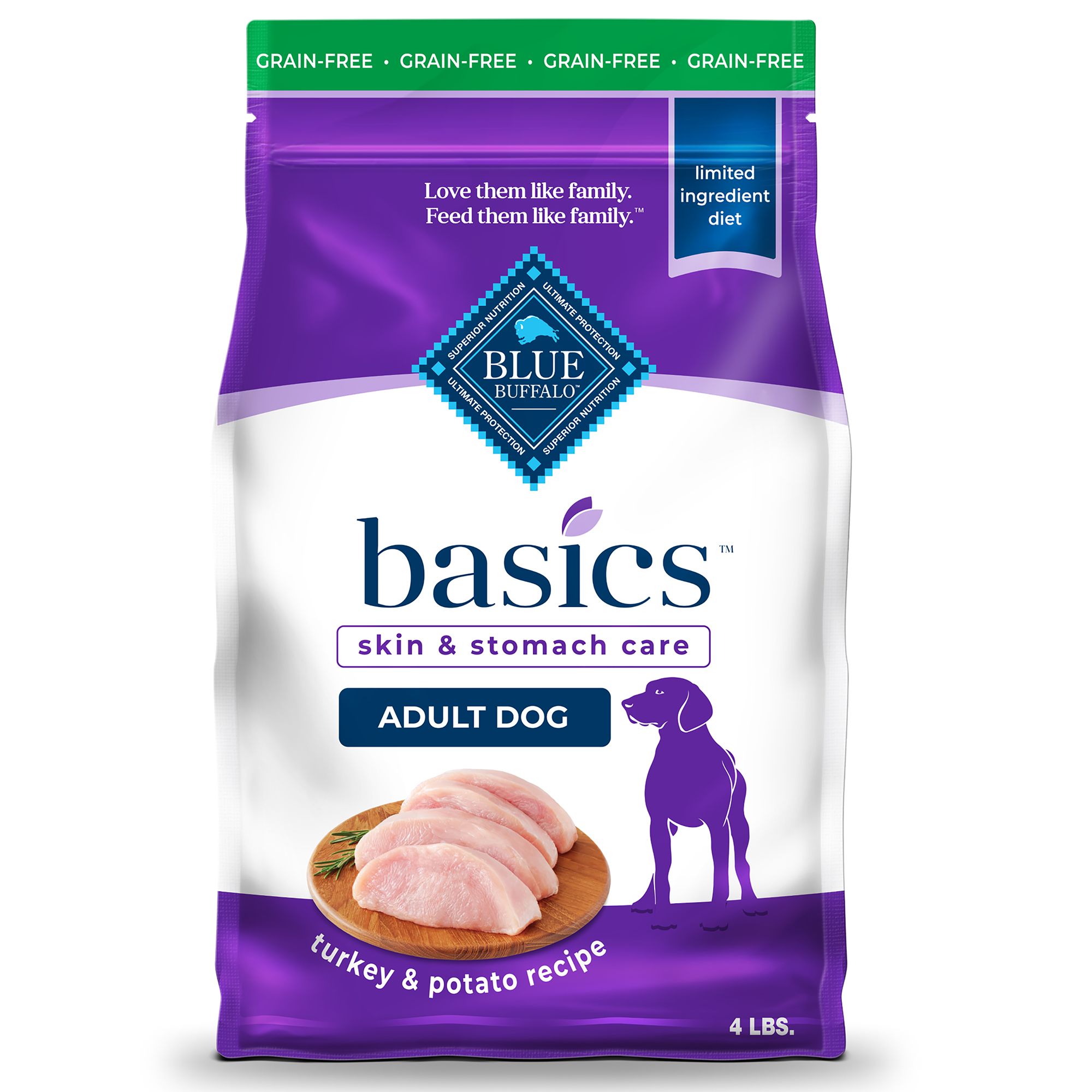 Blue Basics Adult Dog Food Limited Ingredient Grain Free Turkey And Potato Size 4 Lb Blue Buffalo Blue Basics Adult Dog Food Limited Ingredient Grain Free Turkey And Potato Size 4 Lb Blue Buffalo