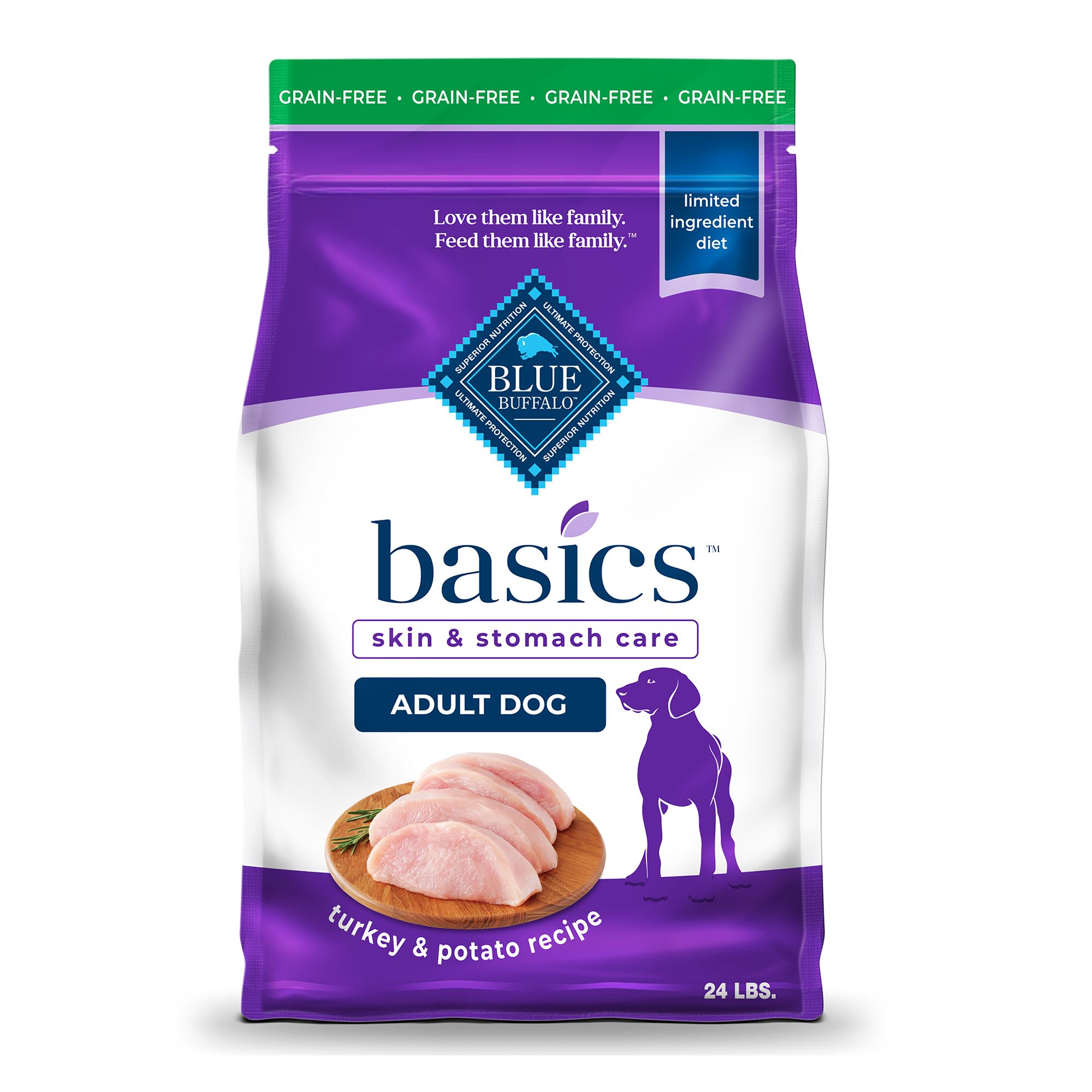 Blue Basics Adult Dog Food Limited Ingredient Grain Free Turkey And Potato Size 24 Lb Blue Buffalo Blue Basics Adult Dog Food Limited Ingredient Grain Free Turkey And Potato Size 24 Lb Blue Buffalo