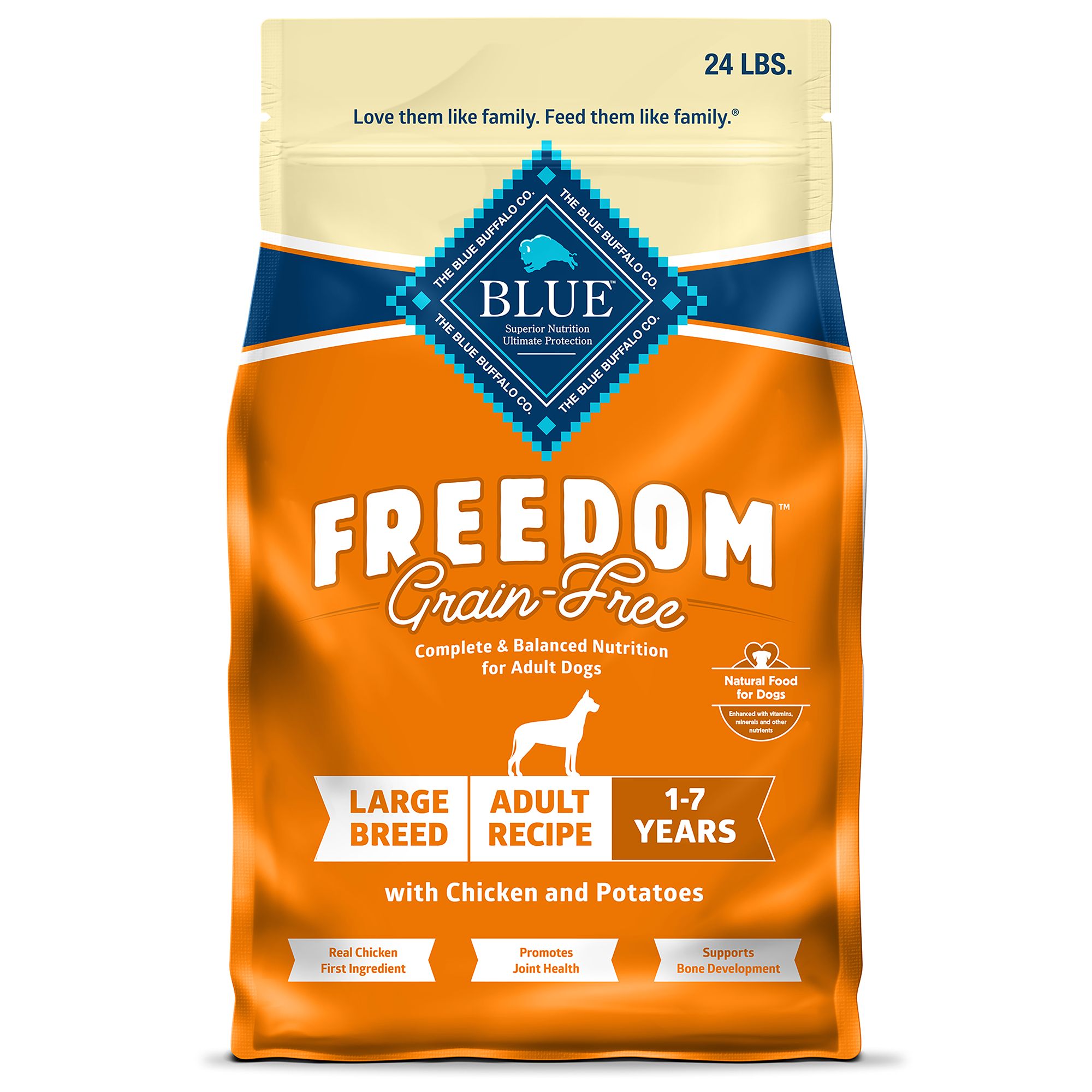 Blue Buffalo Freedom; Large Breed Adult Dry Dog Food - Grain Free, Chicken, Size: 24 lb | PetSmart