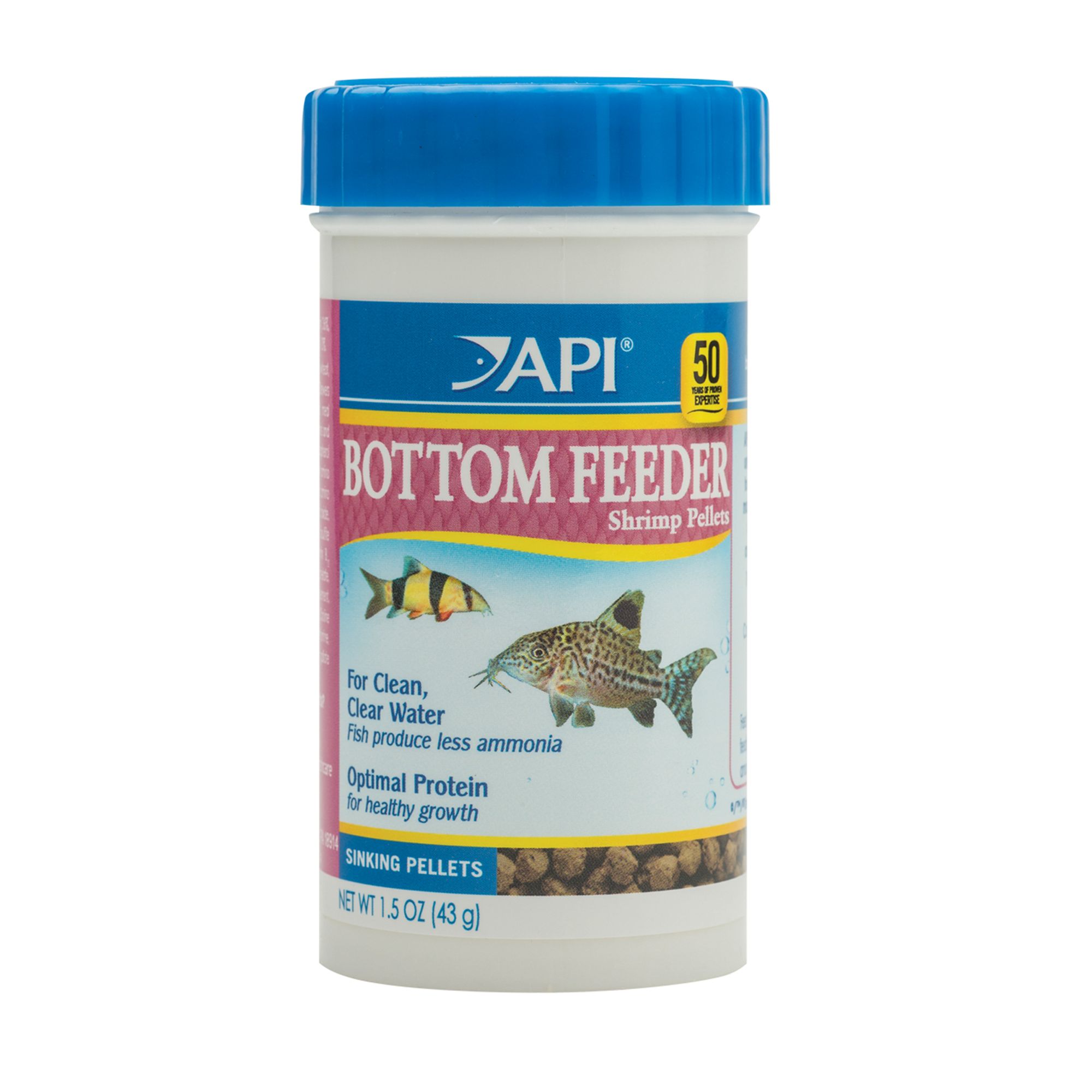 API® Bottom Feeder Premium Shrimp Pellets Fish Food Complete Diet Sinking Food (1.5 Oz)