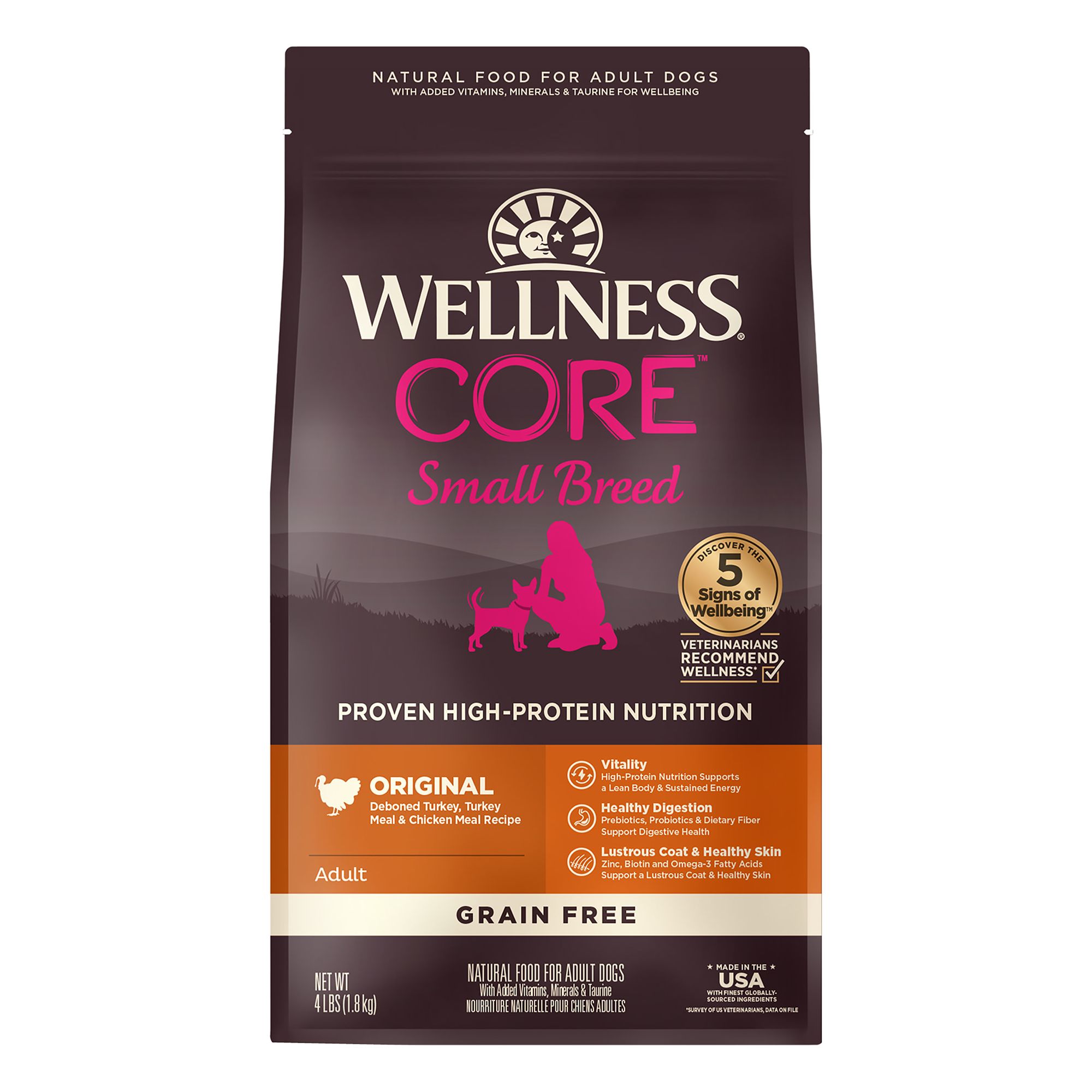 Wellness CORE Small Breed Adult Dry Dog Food - Natural, Grain Free, Original Formula, Size: 4 lb | PetSmart Green
