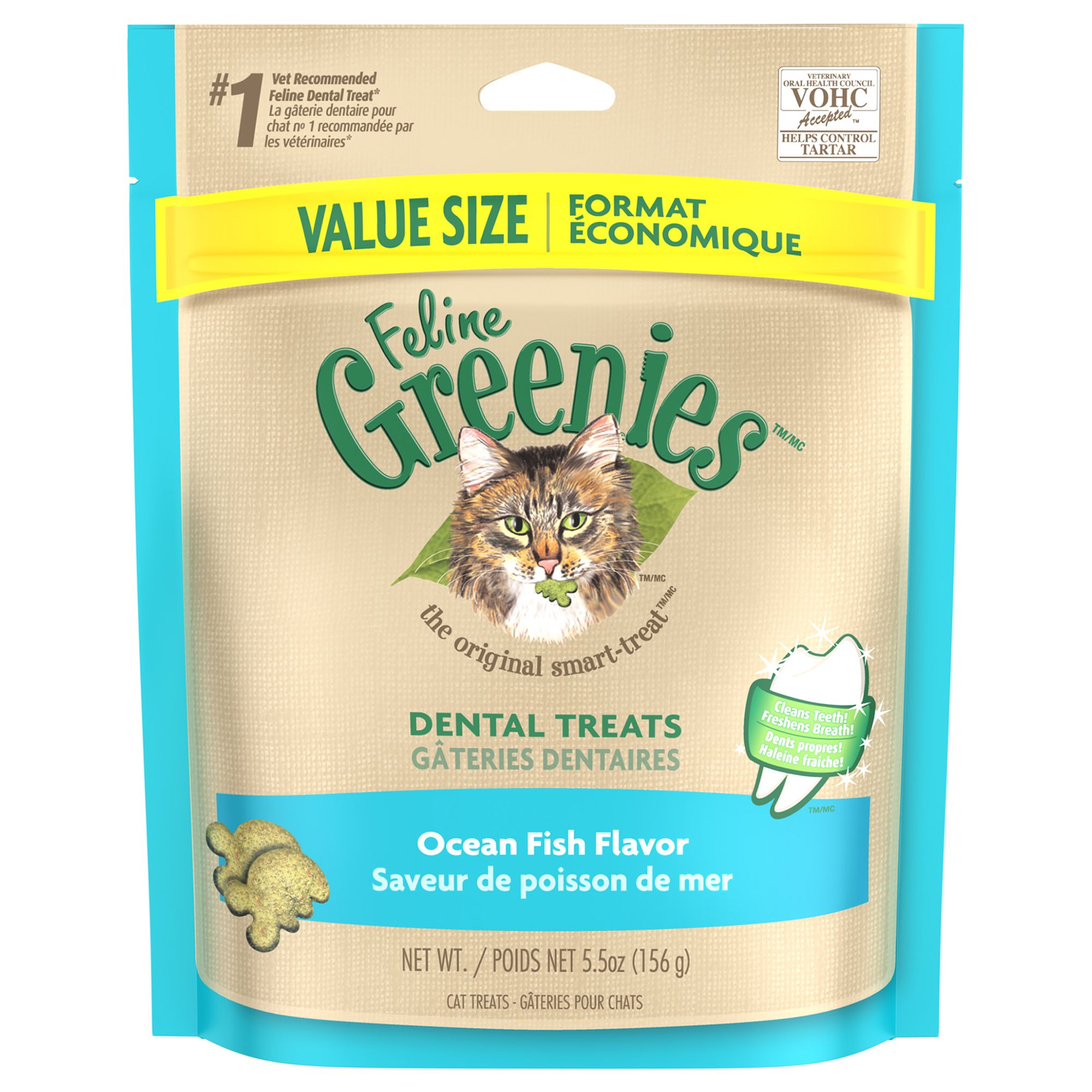 Feline Greenies Dental Cat Treat Ocean Fish Size 5.5 Oz Feline Greenies Dental Cat Treat Ocean Fish Size 5.5 Oz