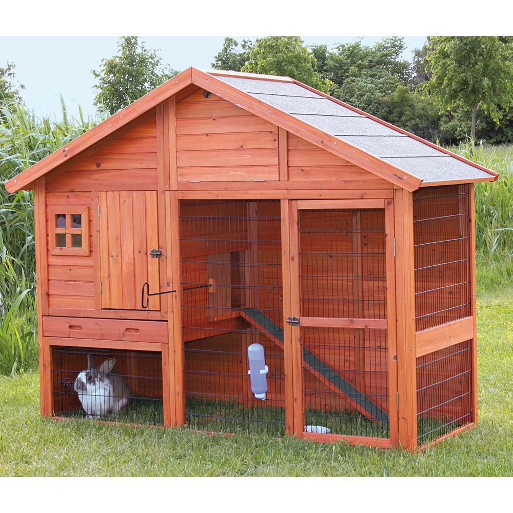TRIXIE Gabled Roof Bunny Rabbit Hutch in Glazed Pine | PetSmart