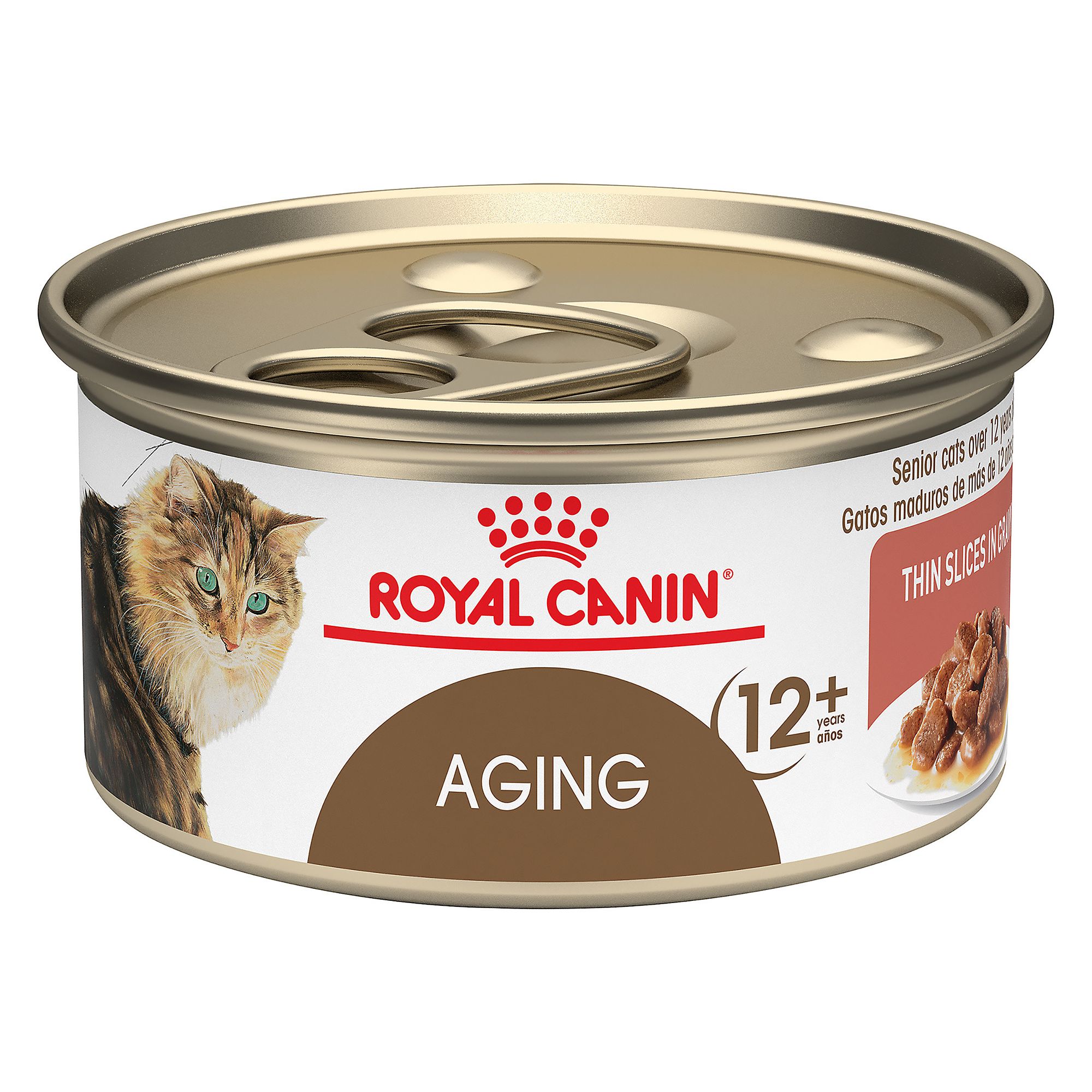 Royal Canin Feline Health Nutrition Aging 12+ Thin Slices in Gravy Wet Cat Food  3 oz can, Senior | PetSmart