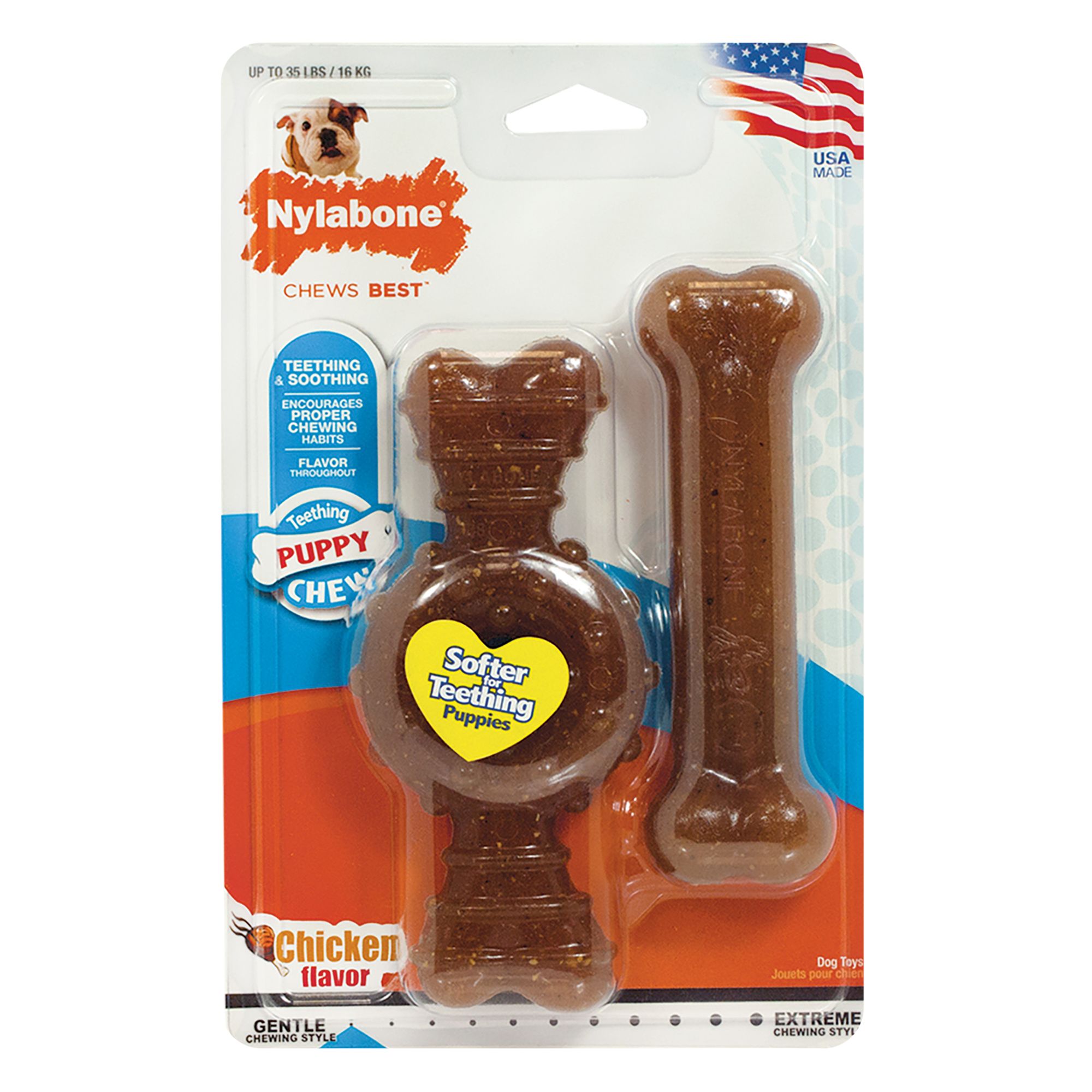 Nylabone&reg; Bone Set Puppy Toy size: Medium, Tan