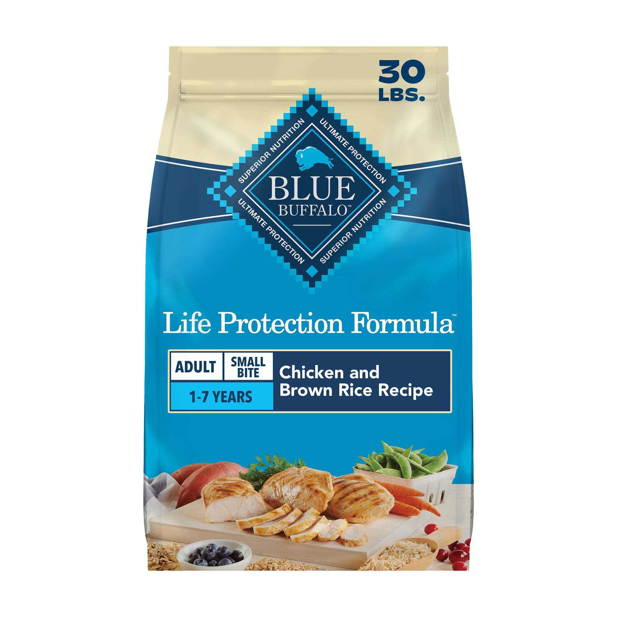 Blue Buffalo Life Protection Formula; Small Bite Adult Dog Dry Food - Chicken and Brown Rice, Size: 30 lb | PetSmart