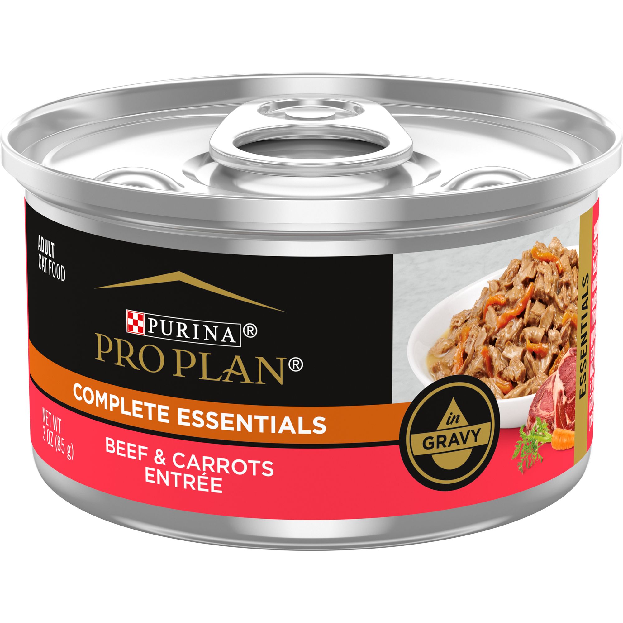 Purina Pro Plan Complete Essentials Adult Wet Cat Food - Antioxidants, High-Protein, in Gravy, 3 Oz, Flavor: Beef | PetSmart