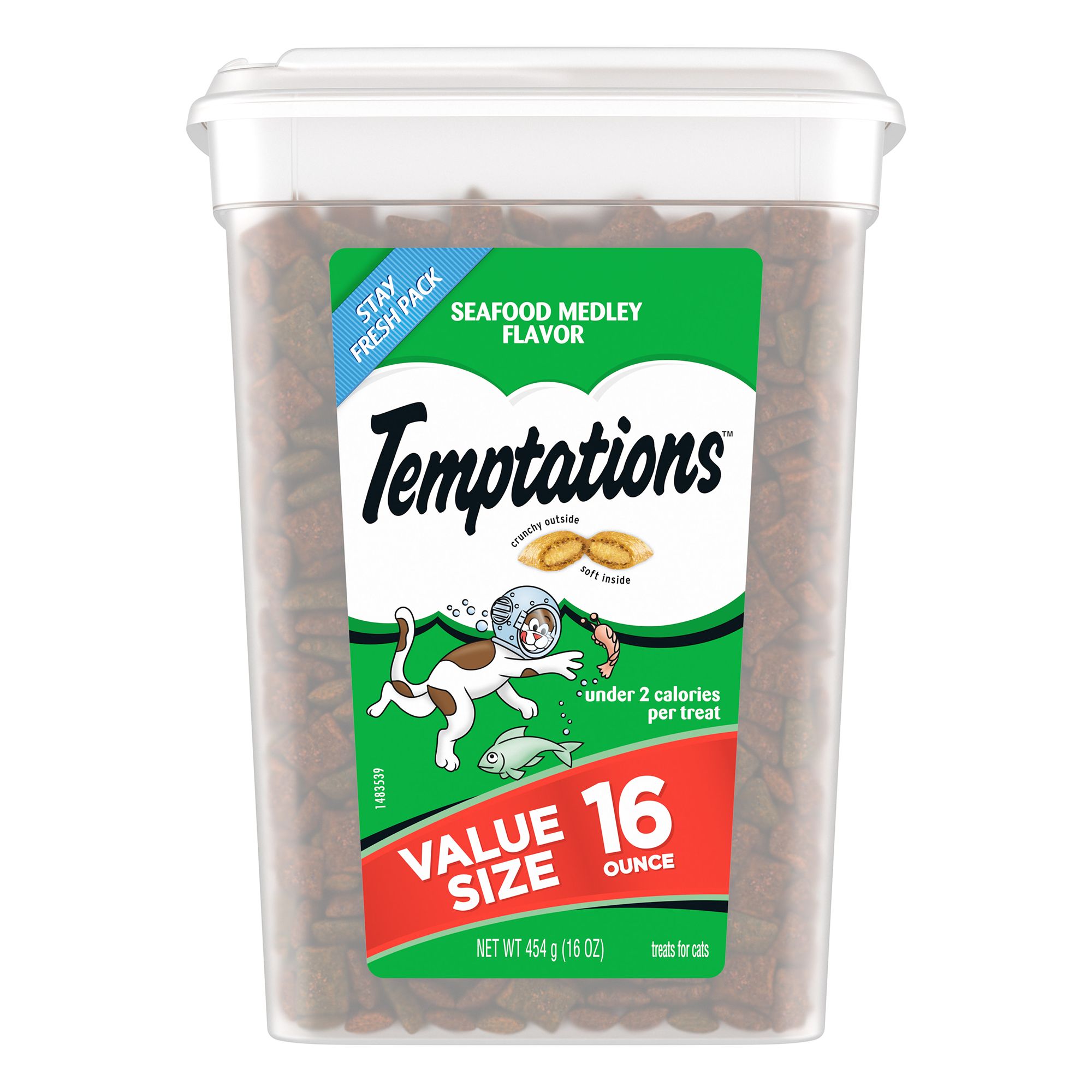 Temptations, Cat Treat Seafood Medley size 16 Oz, Crunchy Outside