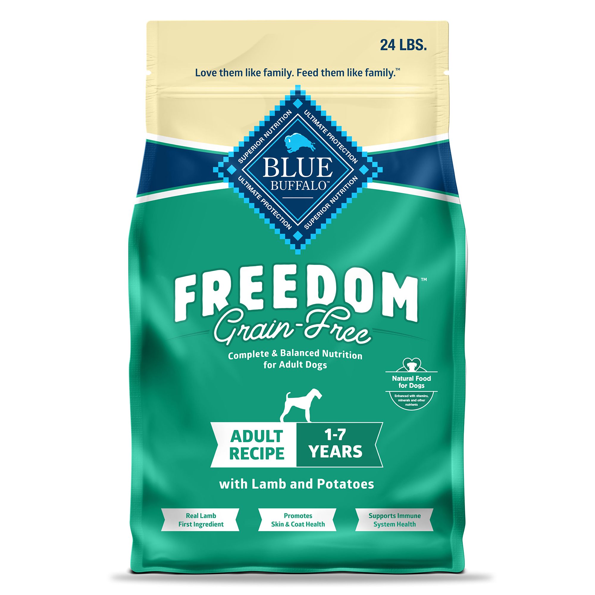 Blue Buffalo Freedom; Adult Dry Dog Food - Grain Free, Lamb, Size: 24 lb | PetSmart
