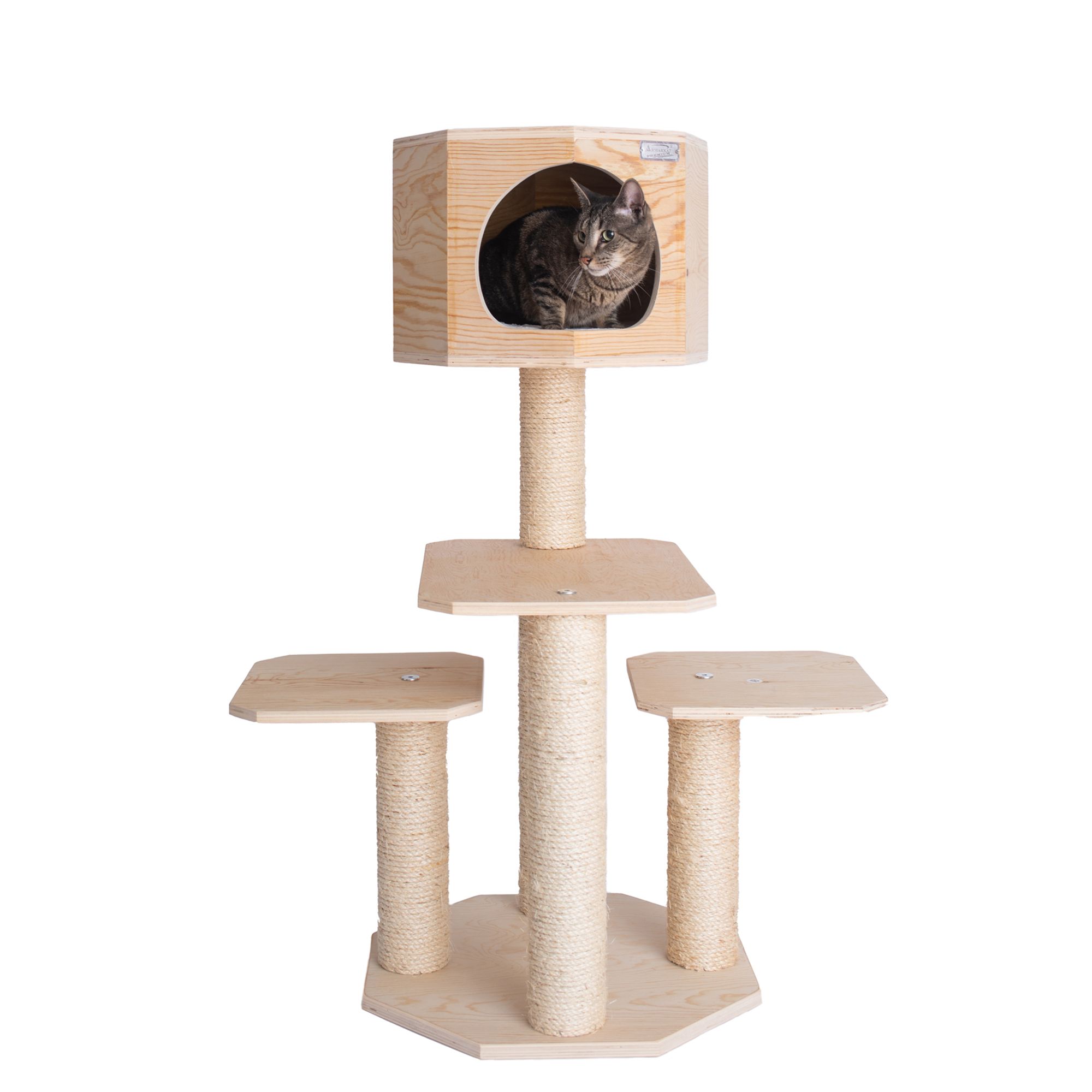 Armarkat 46-in Premium Scots Pine Real Wood Cat Tree With Scratching Posts, Natural | PetSmart