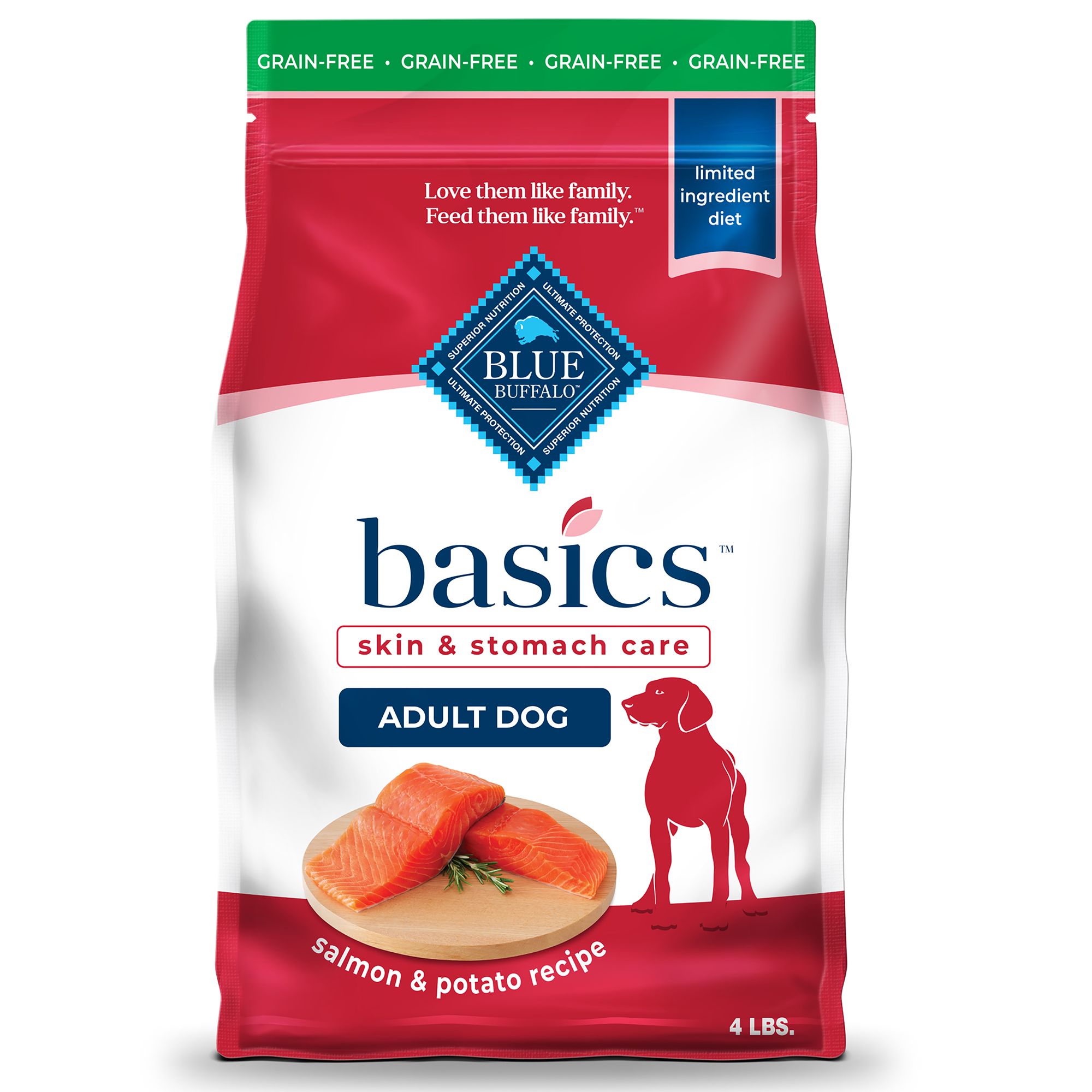 Blue Basics Adult Dog Food Limited Ingredient Grain Free Salmon And Potato Size 4 Lb Blue Buffalo Blue Basics Adult Dog Food Limited Ingredient Grain Free Salmon And Potato Size 4 Lb Blue Buffalo