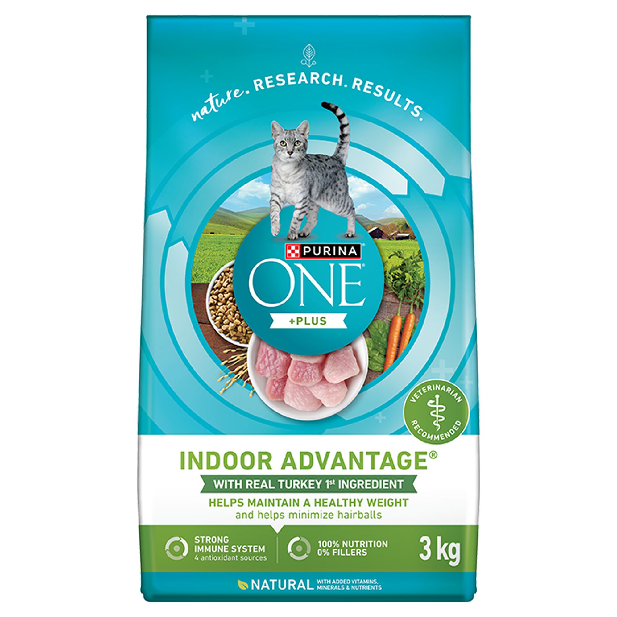 Purina ONE +Plus Advantage Indoor Dry Cat Food - Turkey (3 kg)