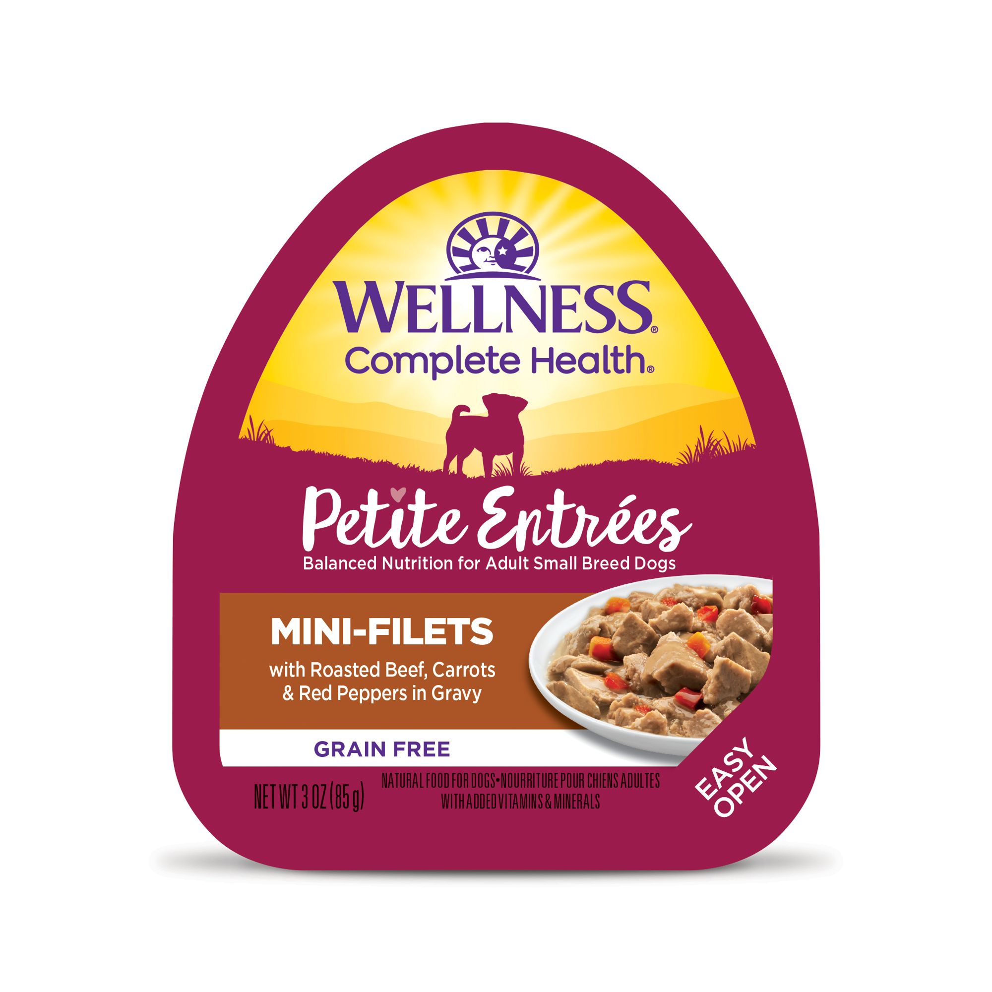 Wellness Petite Entrees Small Breed All Life Stage Wet Dog Food - Natural, Grain Free, Mini-Filets, Size: 3 oz, Flavor: Beef | PetSmart Red