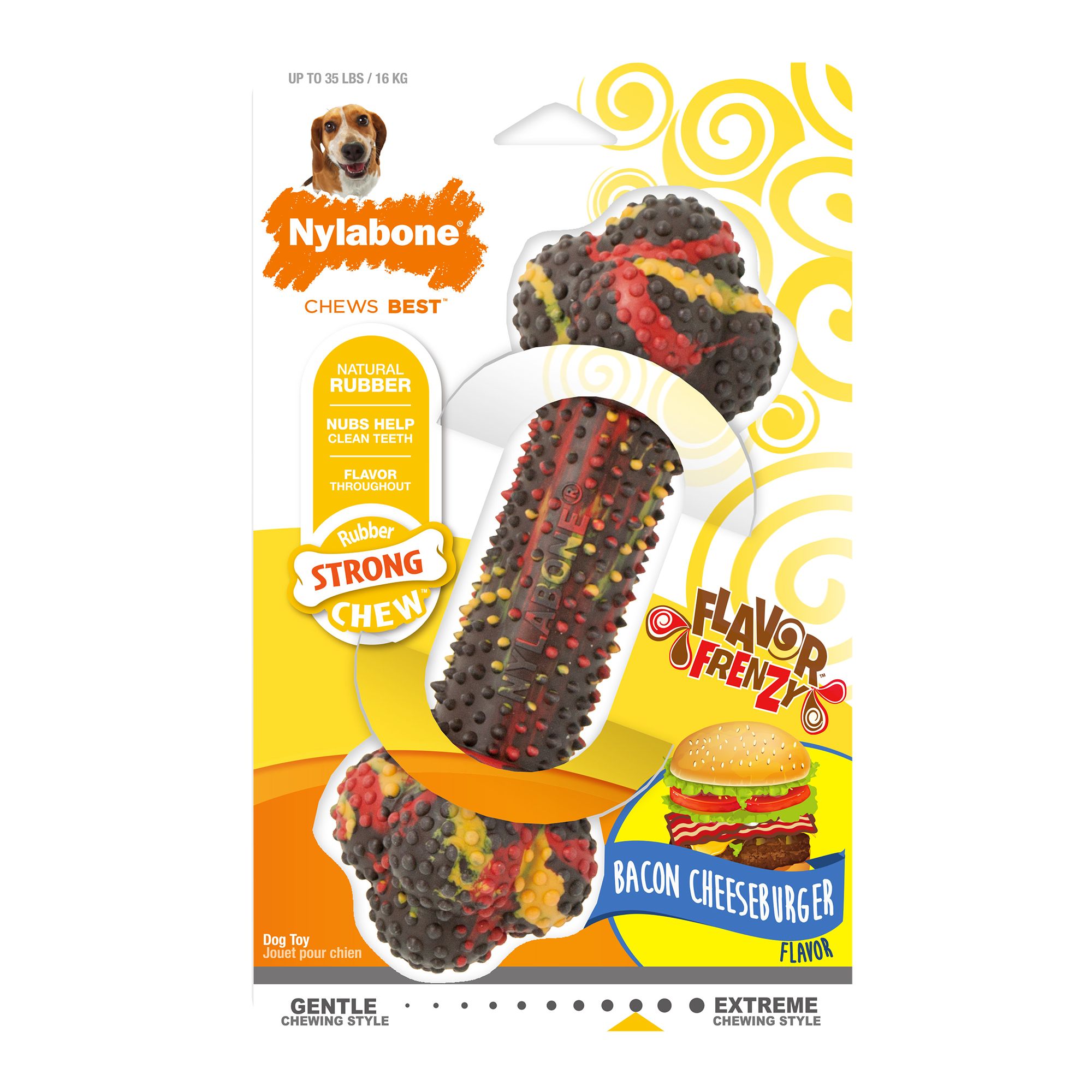 Nylabone Flavor Frenzy Bacon Cheeseburger Chew Dog Toy, Size: Medium | PetSmart
