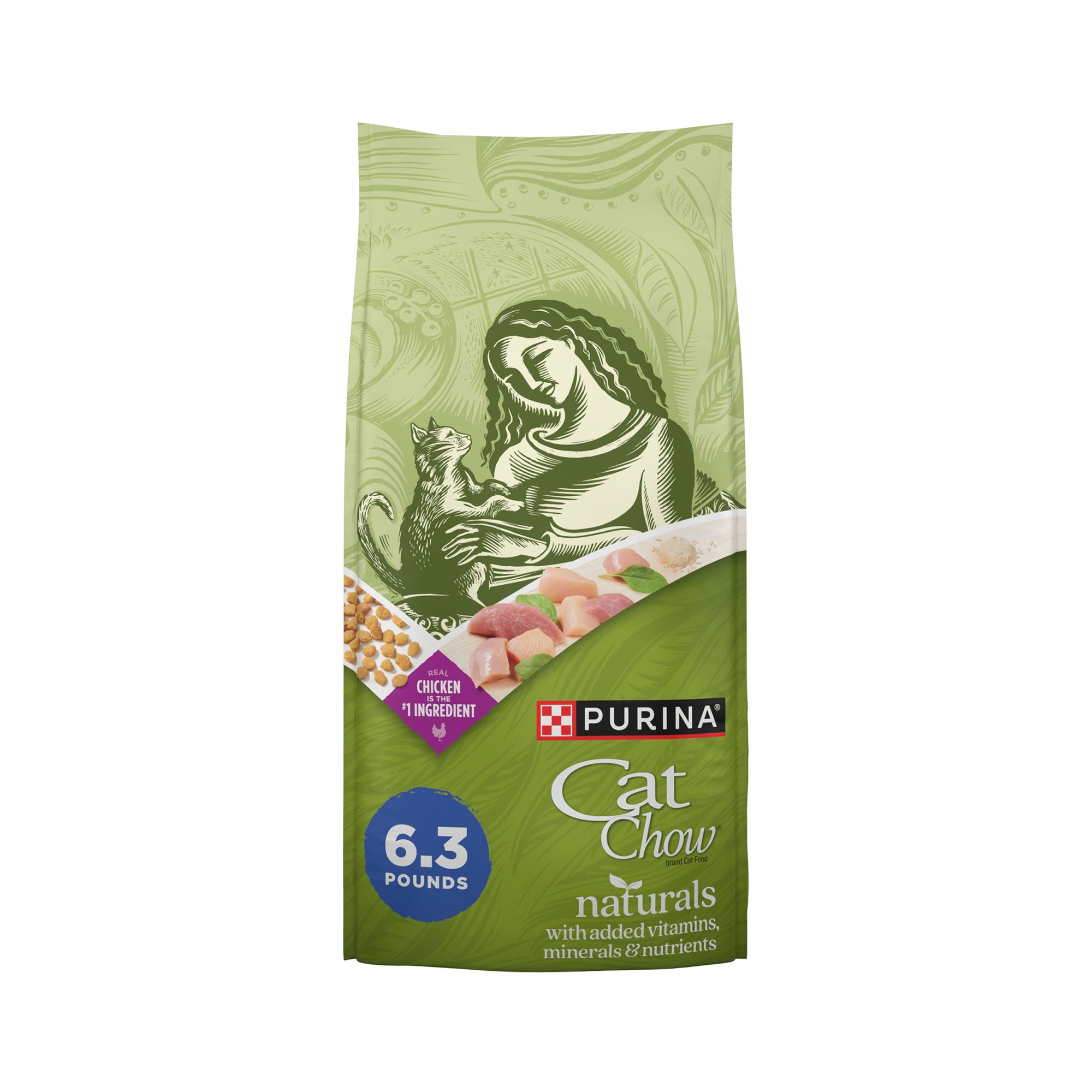 Purina Cat Chow Naturals Adult Dry Food - Chicken, Natural, No Artificial Flavors, Size: 6.3 lb, Flavor: Turkey | PetSmart Yellow