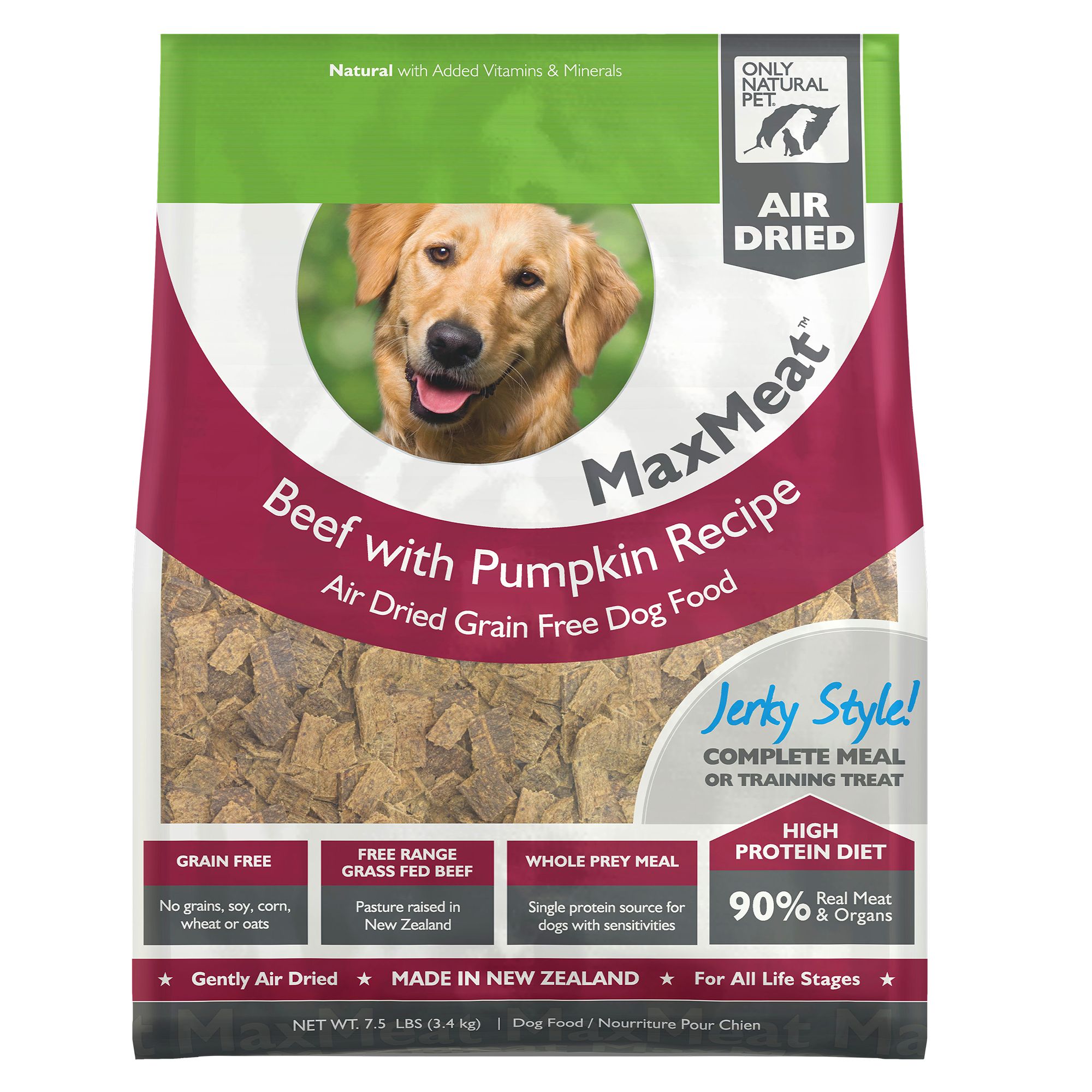 Only Natural Pet MaxMeat Dog Food Grain Free, Air Dried, Beef size 7