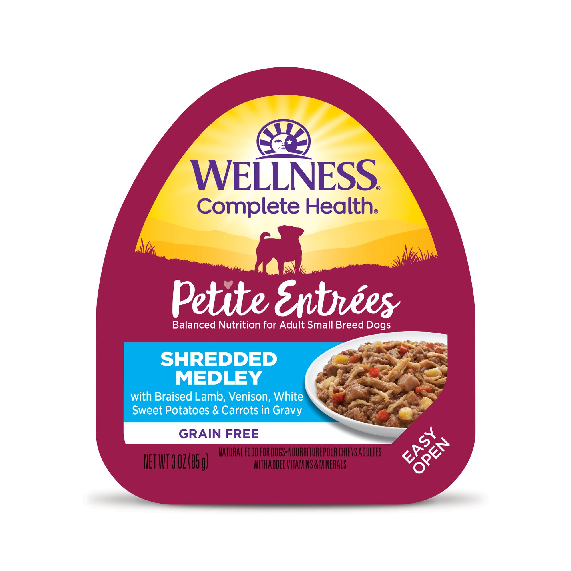 Wellness Petite Entrees Small All Life Stage Wet Dog Food - Grain Free, Size: 3 oz, Flavor: Lamb, Venison | PetSmart White