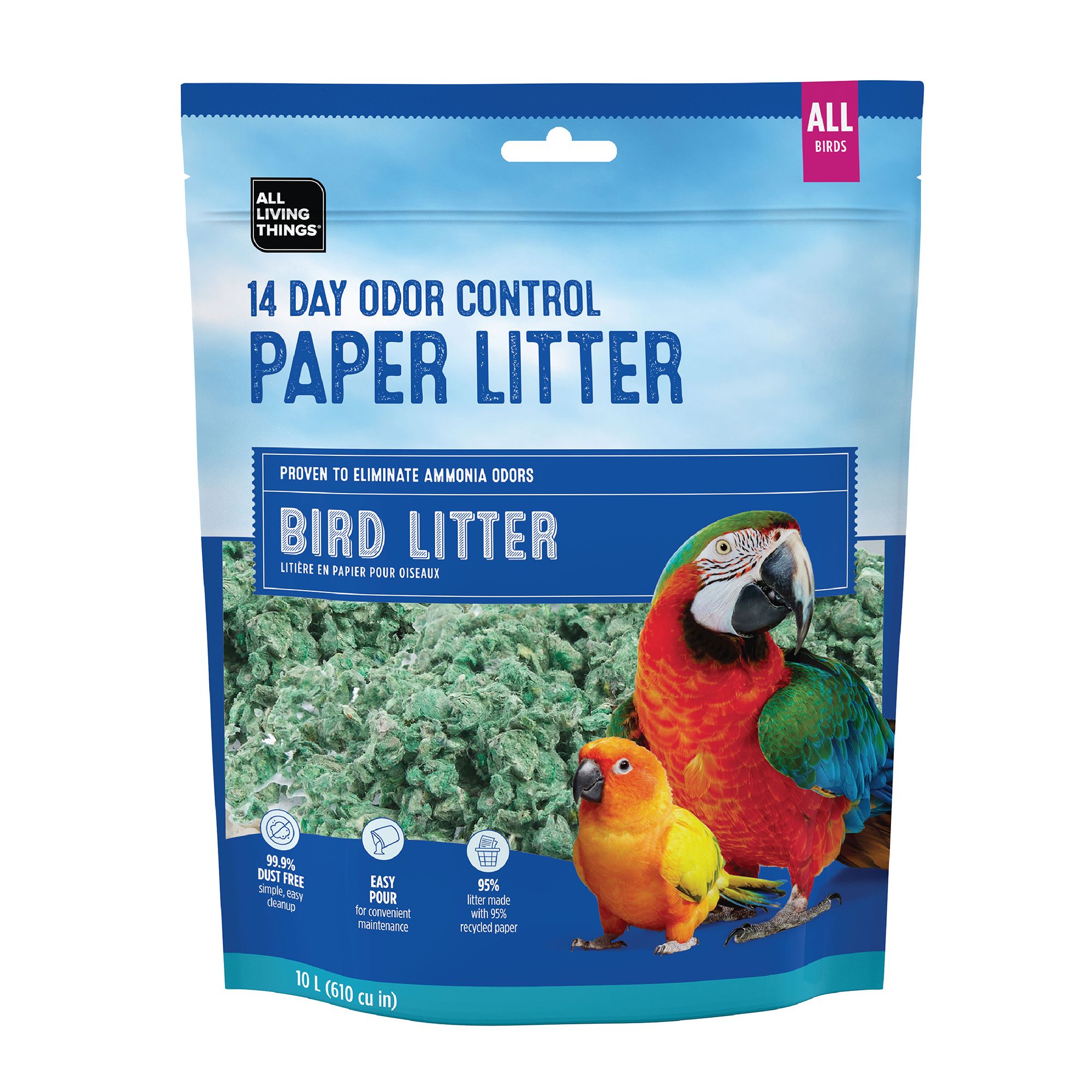 All Living Things® Crumbled Bird Litter - Bird Cage Litter for Odor Control - 10L (10 L)