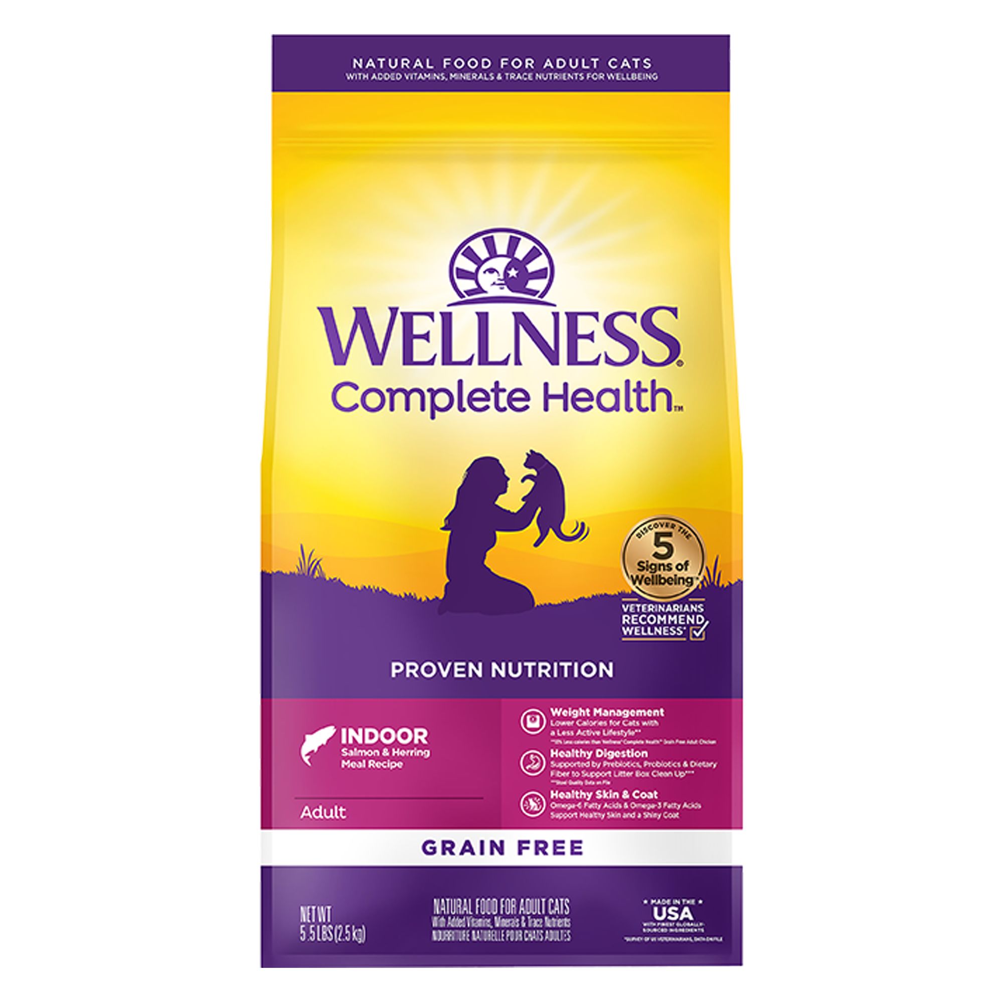 Wellness® Complete Health Indoor Adult Cat Food - Natural, Grain Free, Salmon & Herring Meal (5.5 Lb)
