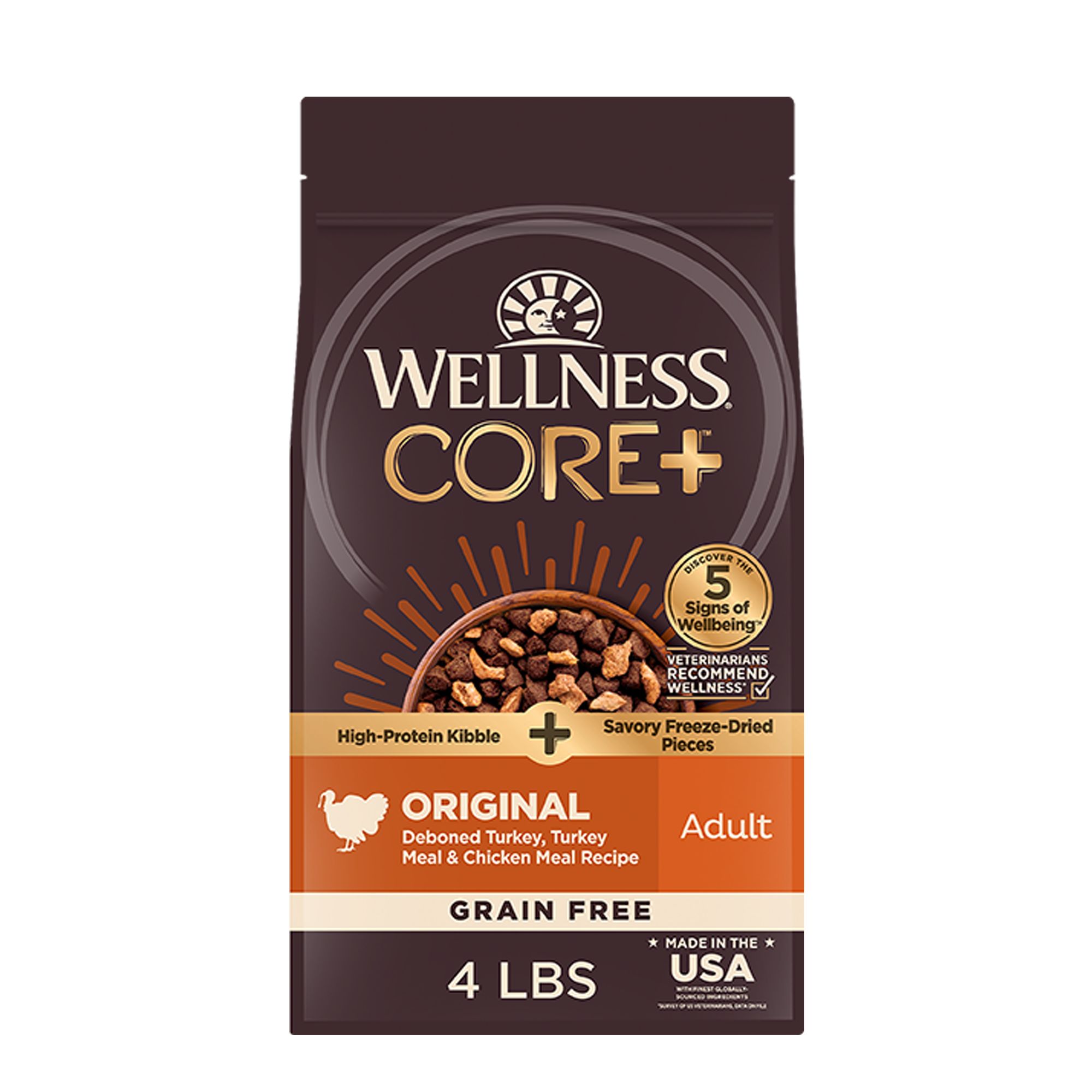 Wellness CORE RawRev Kibble + Adult Dry Dog Food - Natural, Grain Free, Turkey, Size: 4 lb | PetSmart Green