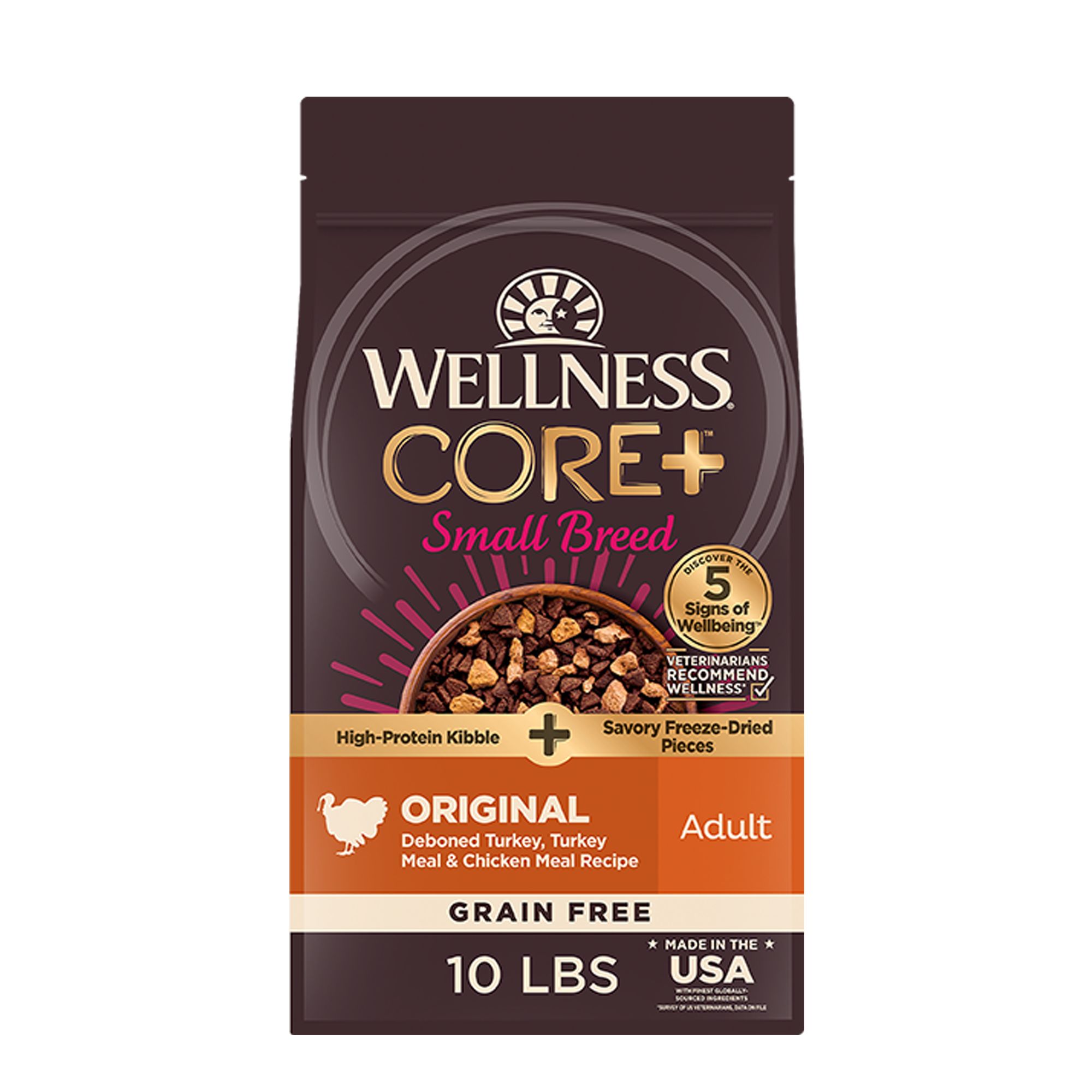 Wellness CORE RawRev Small Breed Adult Dry Dog Food - Natural, Grain Free, Freeze Dried, Original, Size: 10 lb, Flavor: Turkey | PetSmart Green