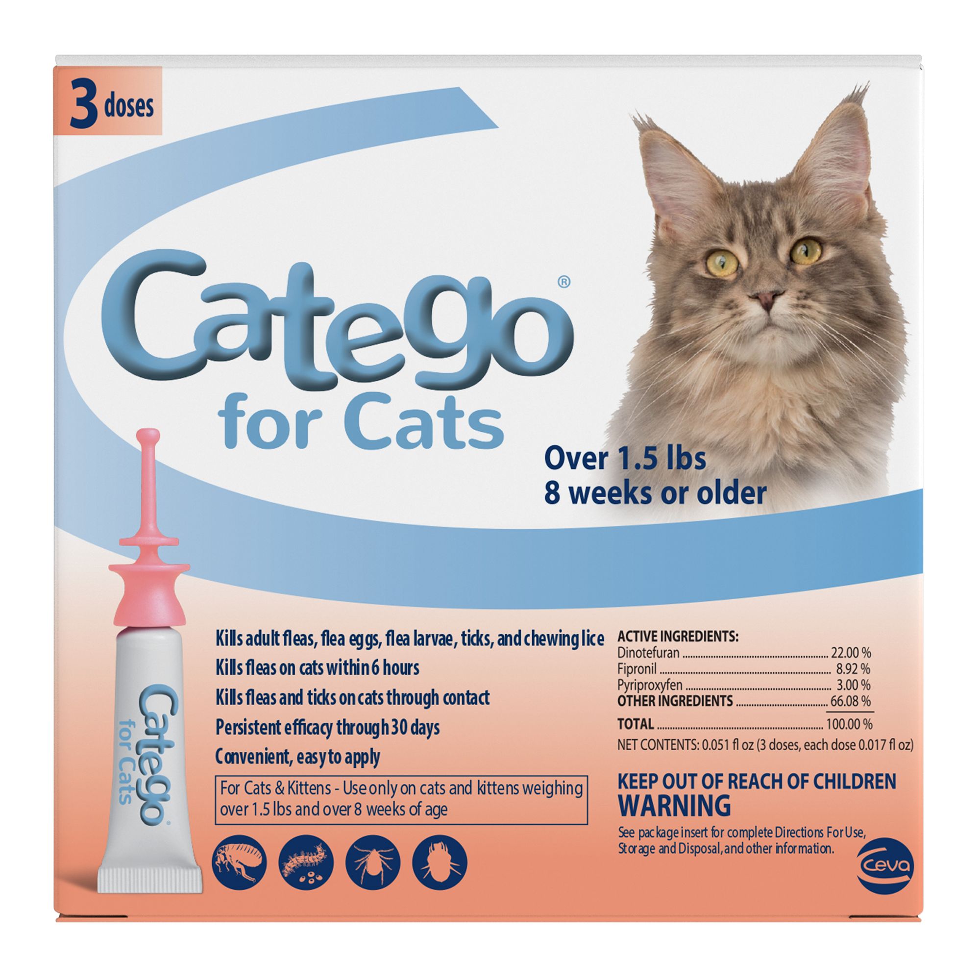 Catego Over 1.5 Lb Cat Flea Prevention And Treatment Size 3 Count Catego Over 1.5 Lb Cat Flea Prevention And Treatment Size 3 Count