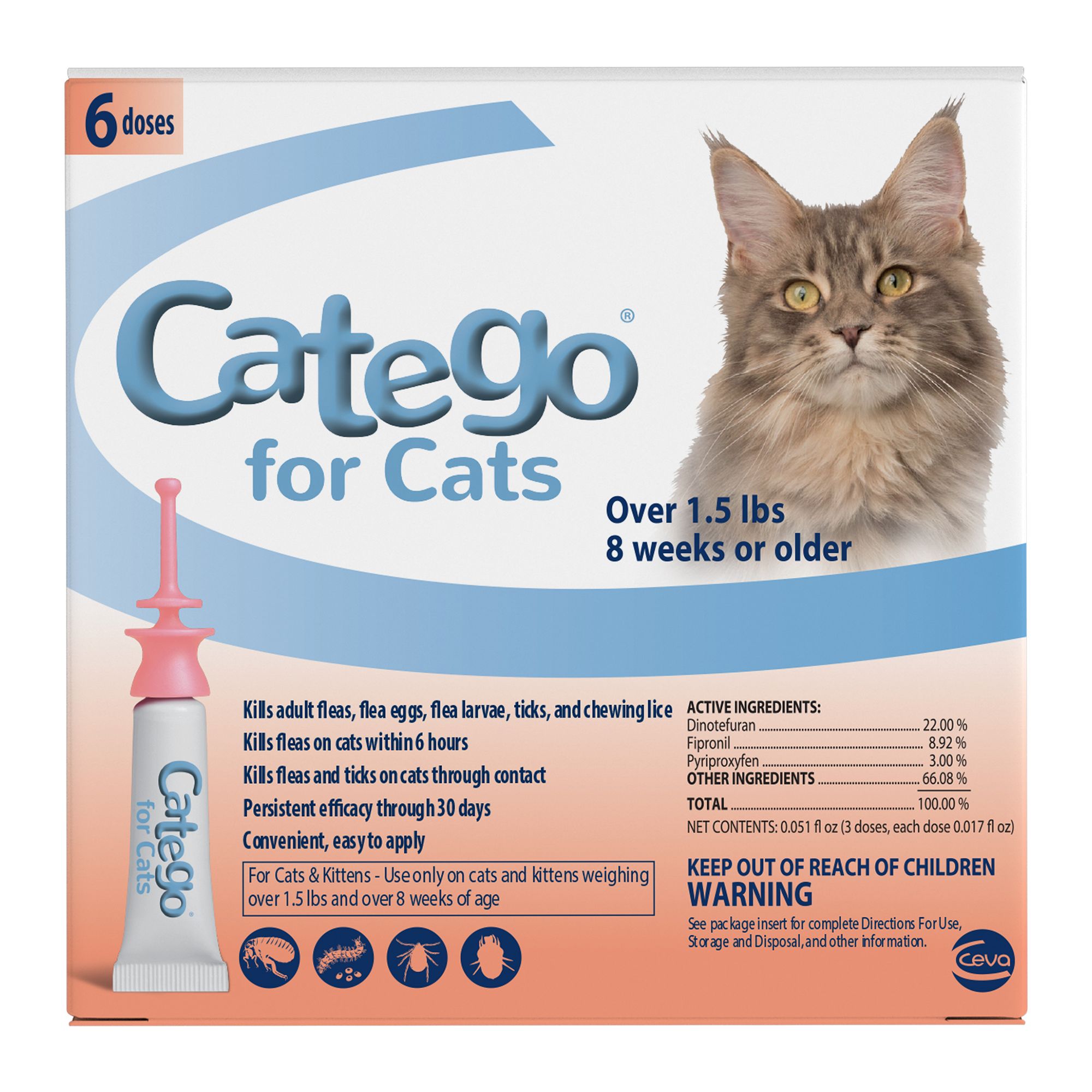 Catego Over 1.5 Lb Cat Flea Prevention And Treatment Size 6 Count Catego Over 1.5 Lb Cat Flea Prevention And Treatment Size 6 Count