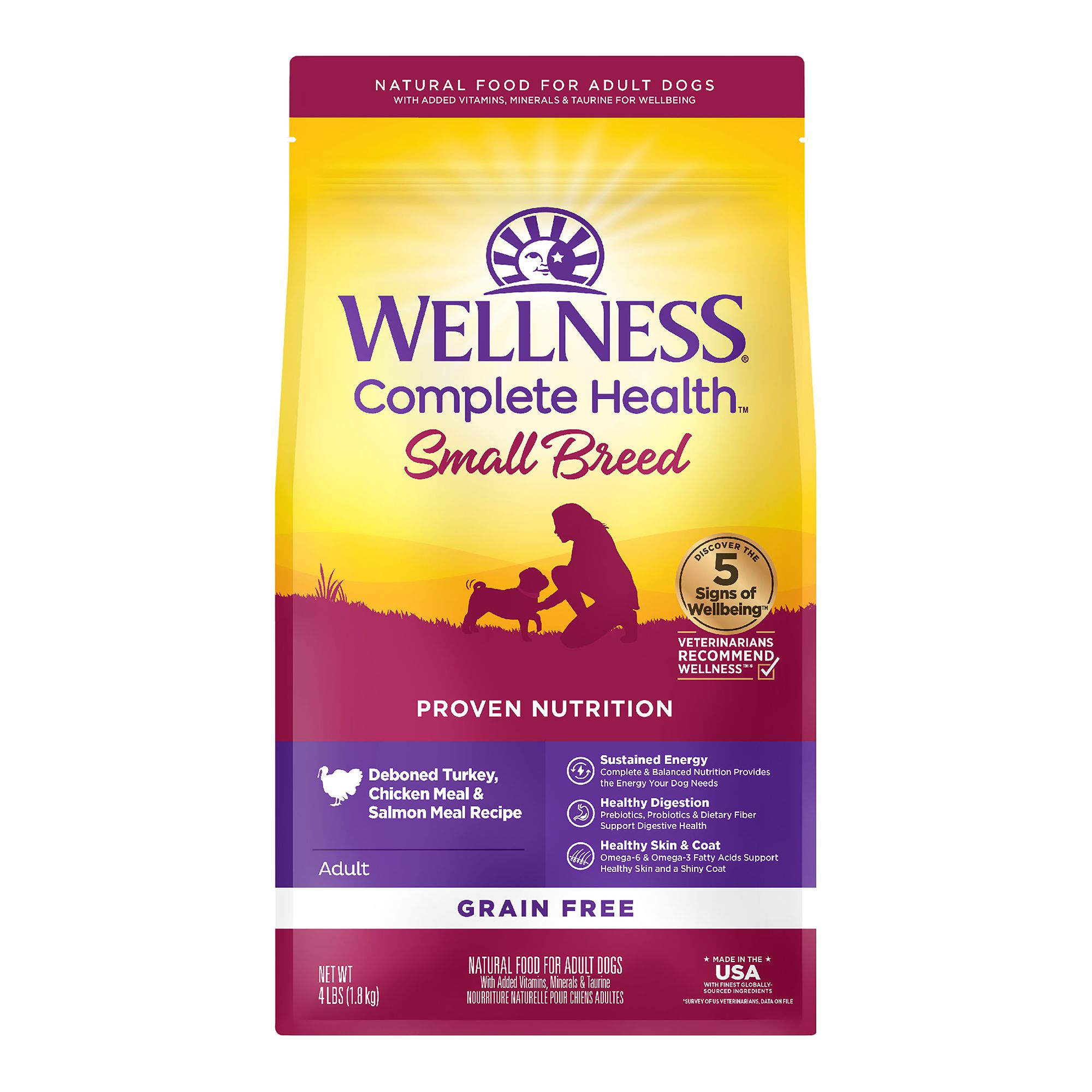 Wellness Complete Health Small Breed Adult Dry Dog Food - Grain Free, Turkey, Chicken and Salmon, Size: 4 lb | PetSmart