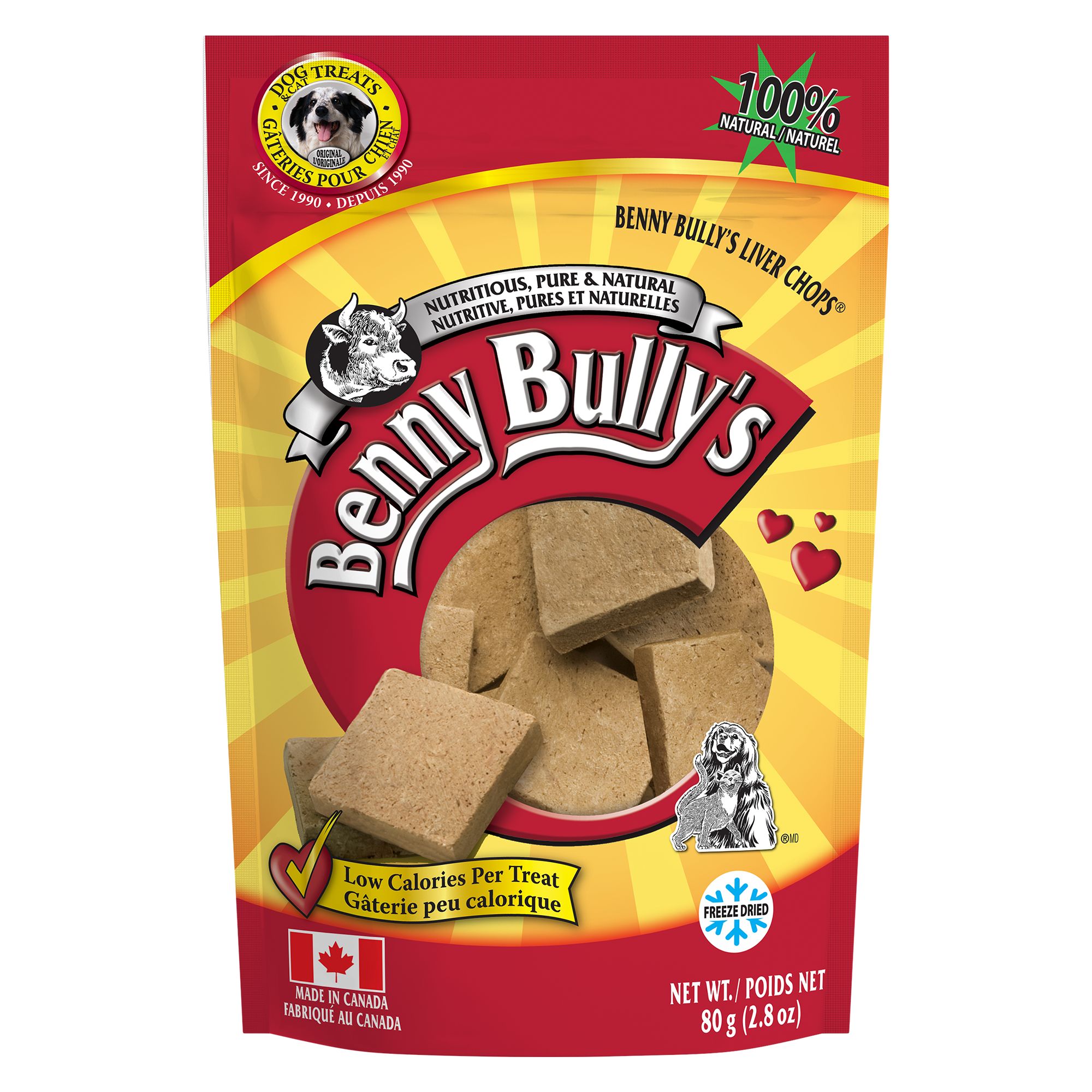 Benny Bully's Liver Chops Dog Treat - Natural, Beef Liver (80 g)