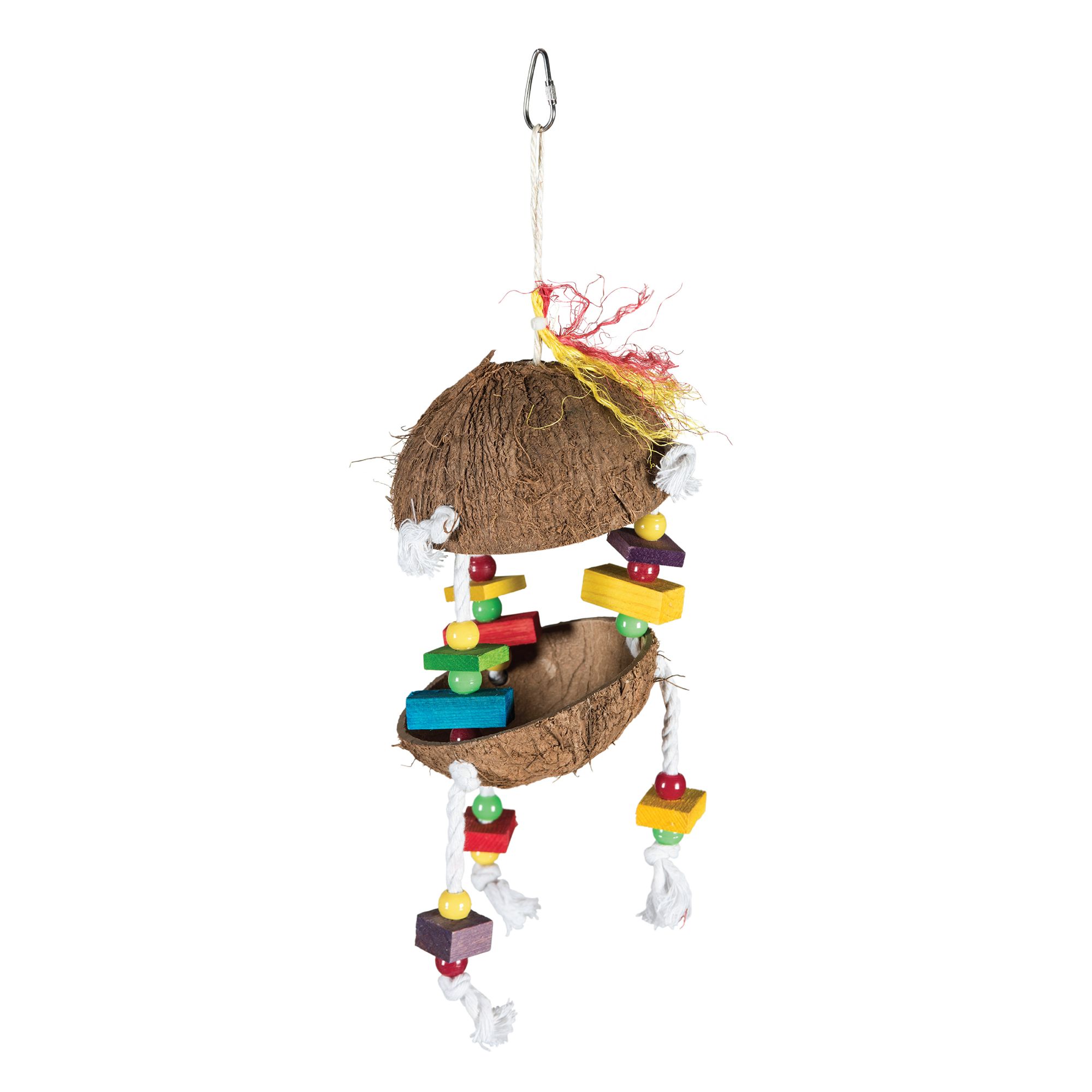 All Living Things® Coconut Hut Bird Toy - Foraging Toy for Large Birds