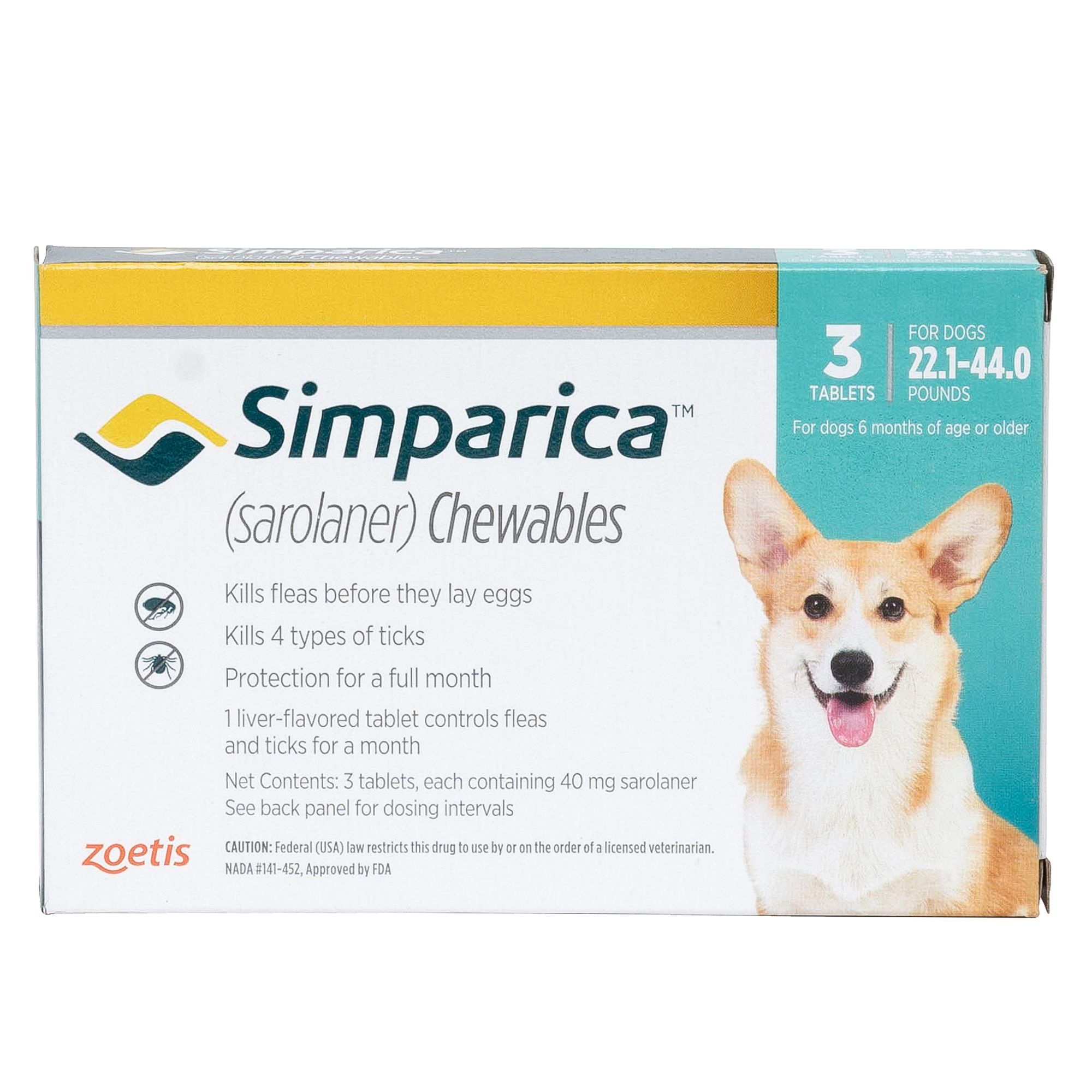 Simparica For Dogs 3 Pack Size 22 1 44 Lbs