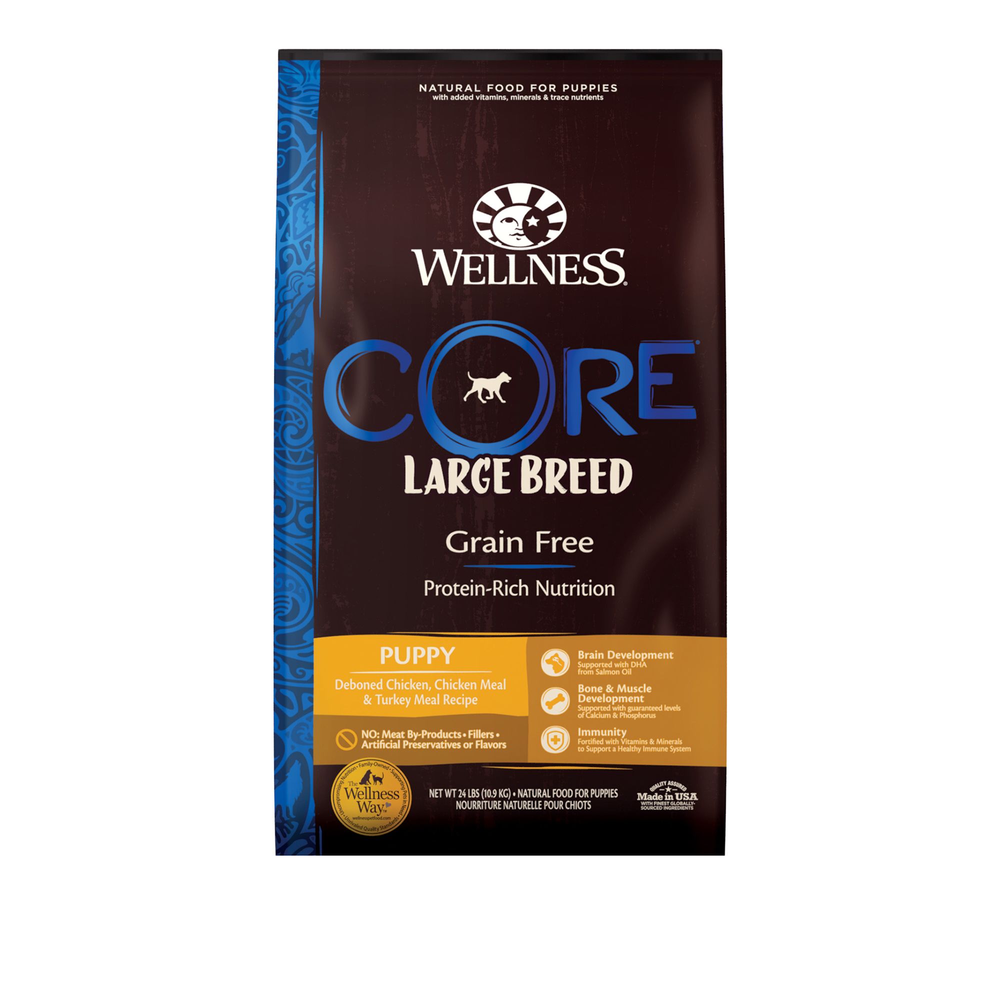 Wellness CORE Large Breed Puppy Dry Dog Food - Natural, Grain Free, Chicken and Turkey, Size: 24 lb | PetSmart Green